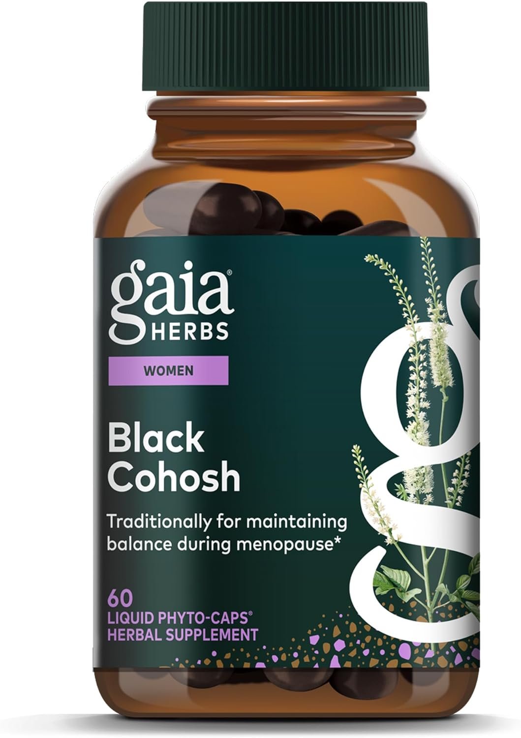 Gaia Herbs Black Cohosh – Menopause Support Supplement to Help Support Hormone Balance & Health for Women* – with Black Cohosh – 60 Vegan Liquid Phyto-Caps (60 Servings)