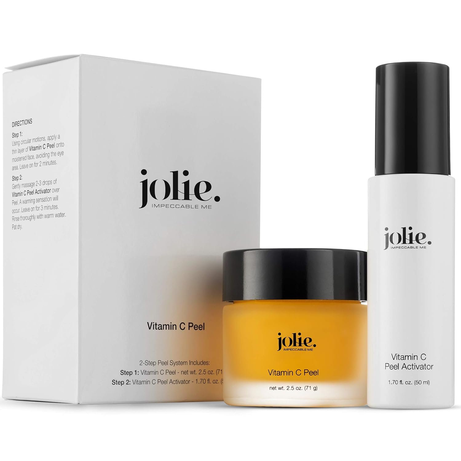Jolie Professional Vitamin C Peel – Gentle Face Brightening & Illumitating Peeling Treatment System – 2 Step Kit