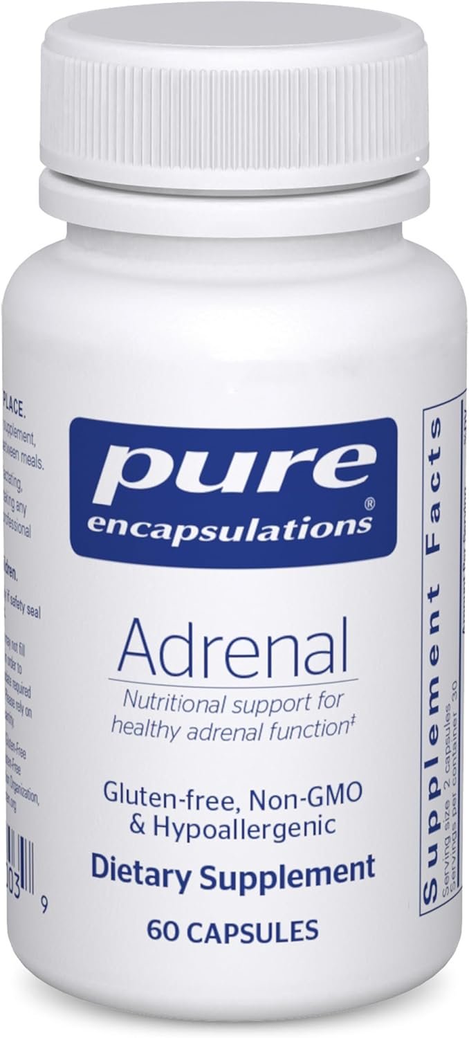 Pure Encapsulations Adrenal Cortex Supplement – Supplement to Support Cortisol Health, Energy Levels, Stress Moderation, and Gland Function – with Bovine Whole Adrenal & Cortex – 60 Capsules
