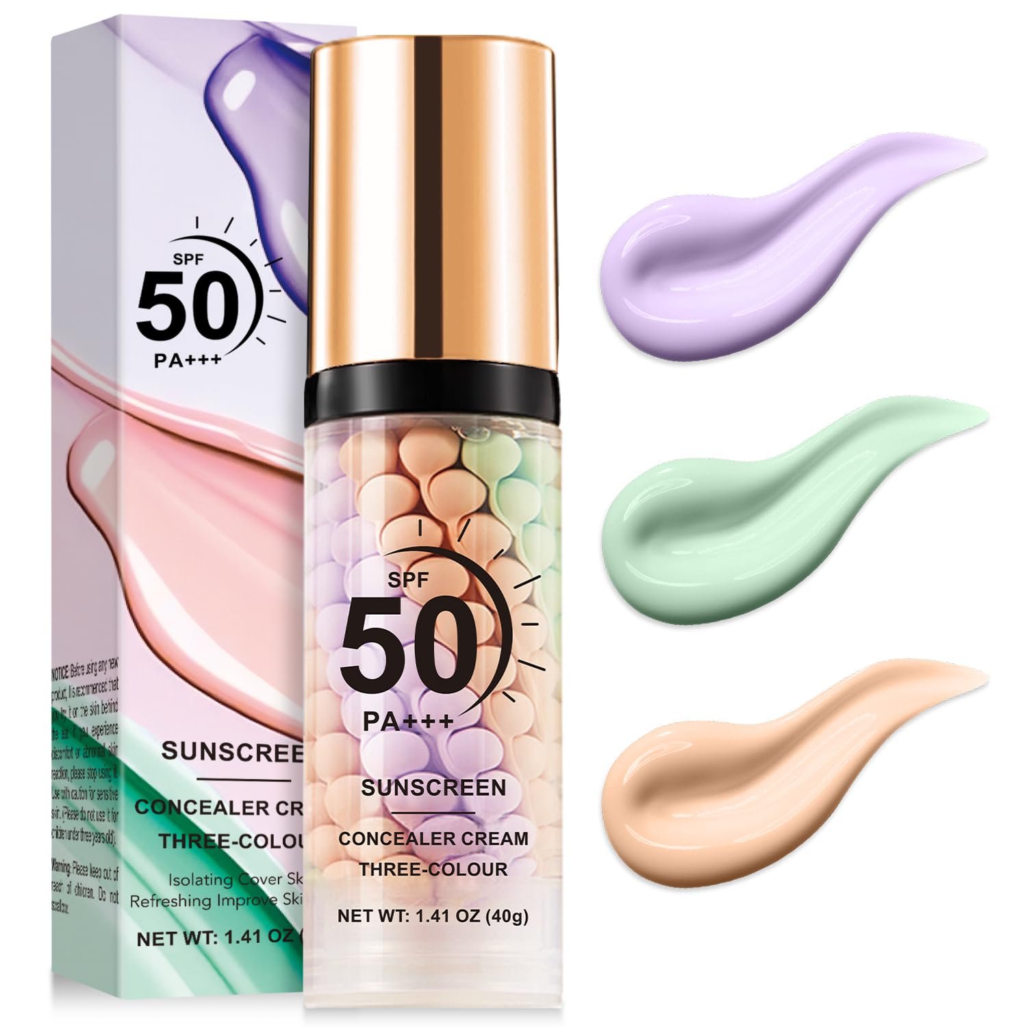 3 in 1 Color Correcting Serum, SPF Primer for Face Before Makeup, Sunscreen One Step Makeup Primer,SPF 50 PA+++ Isolation Cream,Color Correcting Facial Serum Oil Control & Moisturizing (1PCS)