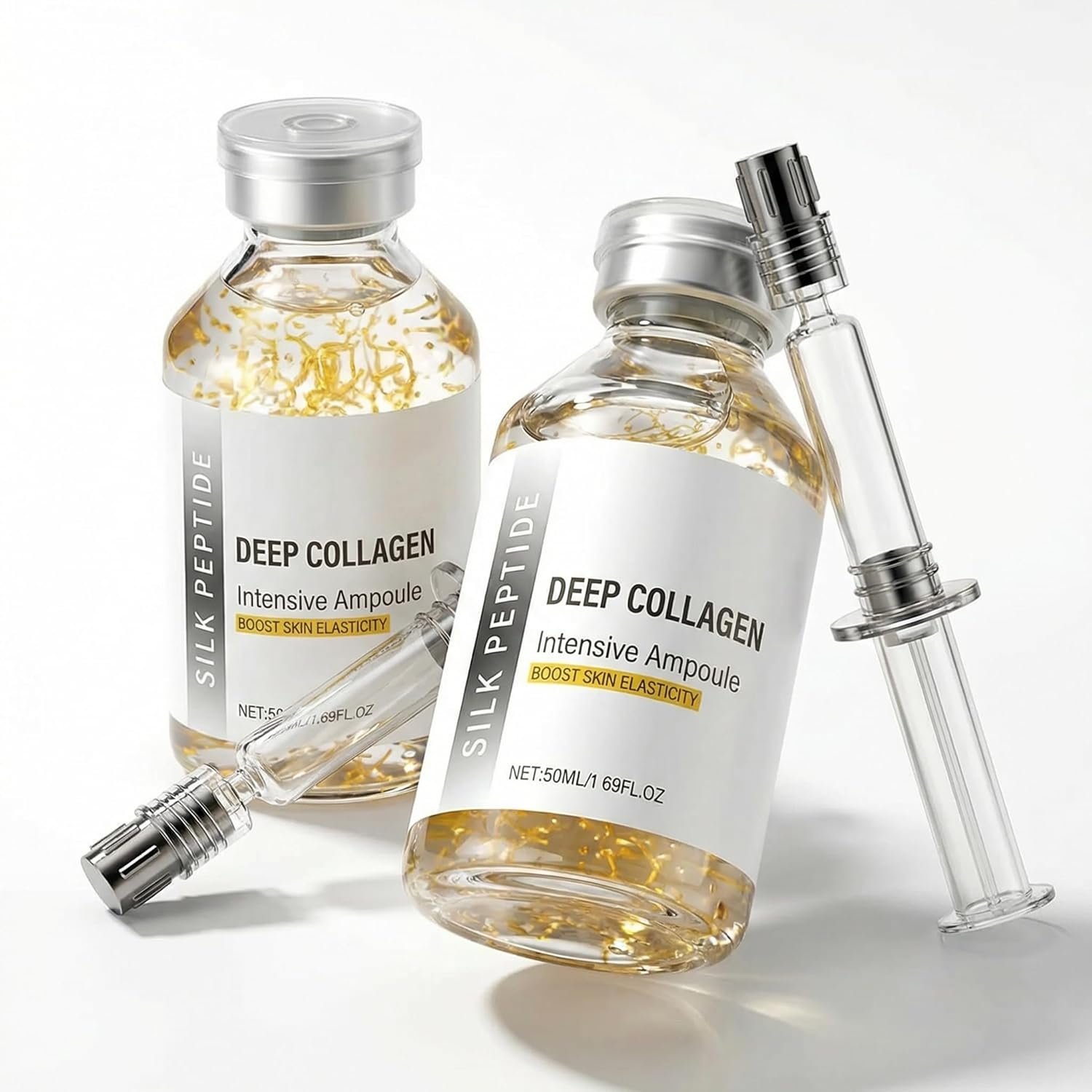 2PCS Silk Peptide Intensive Lifting Ampoule,Facial Serum with Deep Collagen & Silk Peptides
