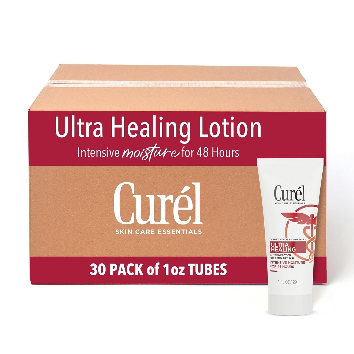 Curel Ultra Healing Intensive Fragrance-Free Lotion For Extra-Dry Skin, Dermatologist Recommended, Ideal for Sensitive Skin, Cruelty Free, Paraben Free, 1 Oz, Pack of 30