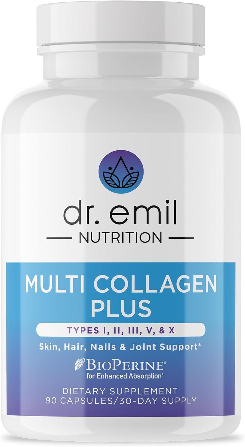 DR. EMIL NUTRITION Women’s Multi Collagen Pills | Collagen Supplements | Support Hair, Skin, Nails & Joints | Hydrolyzed Collagen Supplements | Types I, II, III, V & X | 90 Capsules
