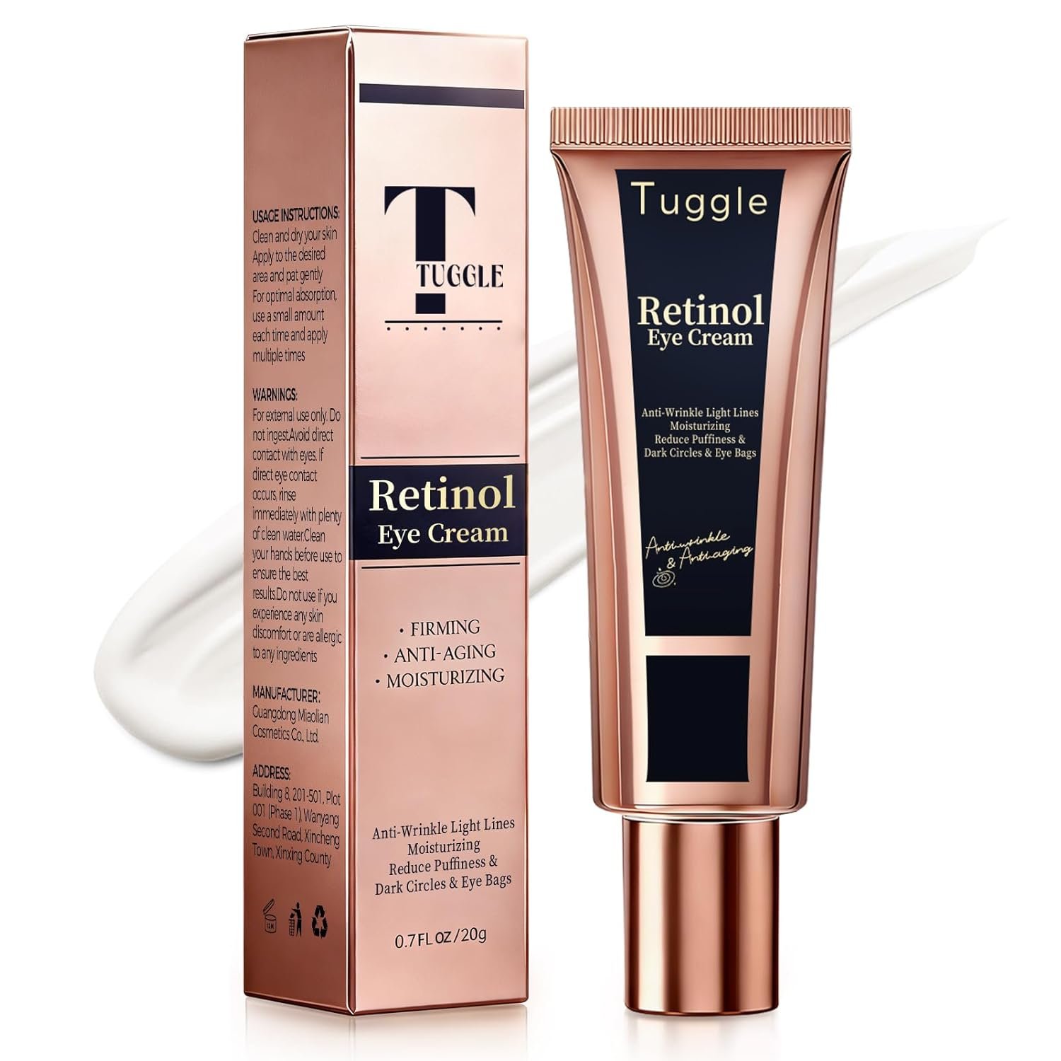 Retinol Under Eye Cream – Eye Cream Anti Aging for Puffiness and Bags Under Eyes & Wrinkles, Firming and Moisturizing, Gentle Formula for Men & Women to Reduce Fine Lines 0.7 Fl.Oz