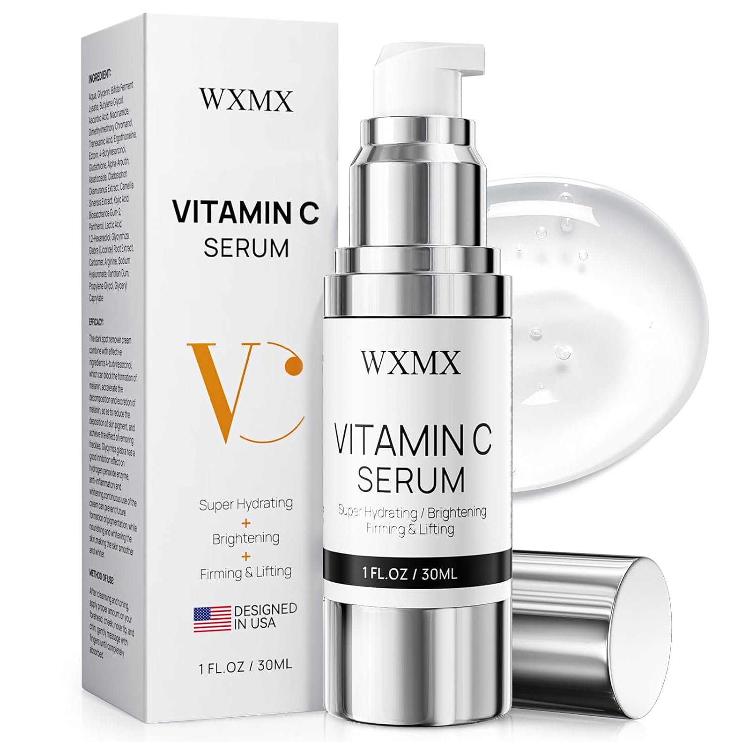 Super Vitamin C Serum for Face: All-in-One Hydrating Anti-Aging Formula by Vitamin C, Hyaluronic Acid, Caffeine-Firming, Lifting, Targets Dark Spots, Wrinkles, Vitamin C Face Serum (1.0 Fl Oz)