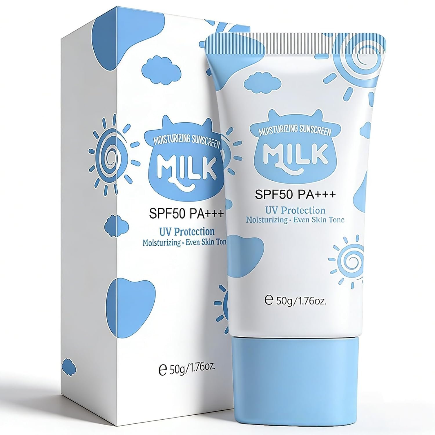 Sunscreen for Face SPF 50, Milk Moisturizing Sun screen for Women, Even Skin Tone, Light Texture, Non-Greasy Daily Sunscreen for Face & Body, 50g