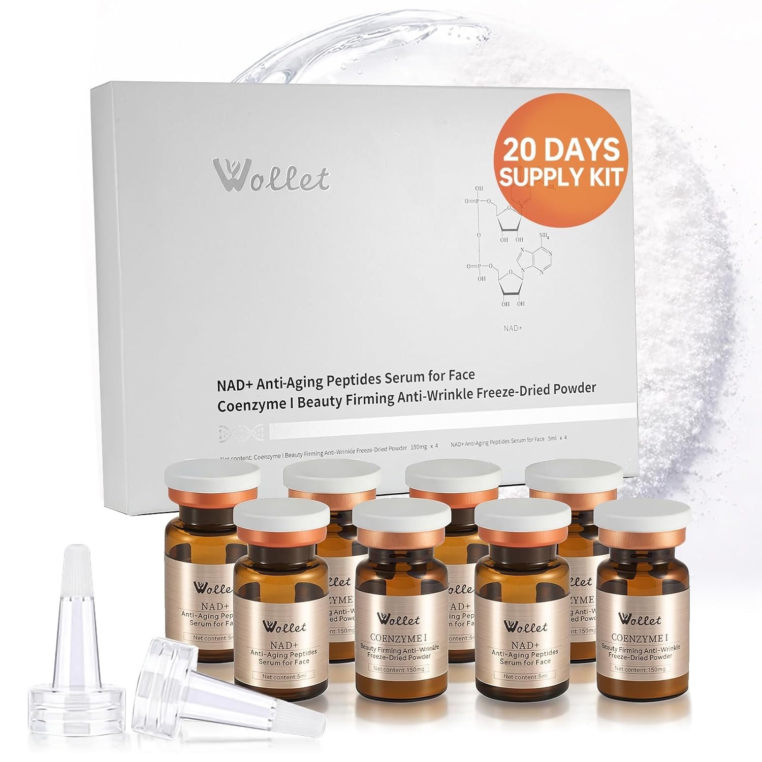 NAD+ Anti-Aging Peptides Serum – Fresh Activation, NAD+ & Collagen Peptides for Wrinkle Repair & Firming, Hydration & Brightening Without Microneedling, 20-days Supply for All Skin Types