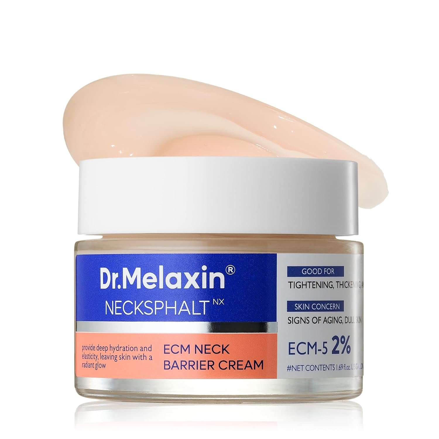 Dr.Melaxin Necksphalt Firming Cream with ECM-5 20,000ppm, Firming & Lifting Neck Cream for Wrinkles & Sagging Skin, Ceramide & Collagen for Elasticity & Radiant Glow, 1.76 fl.oz