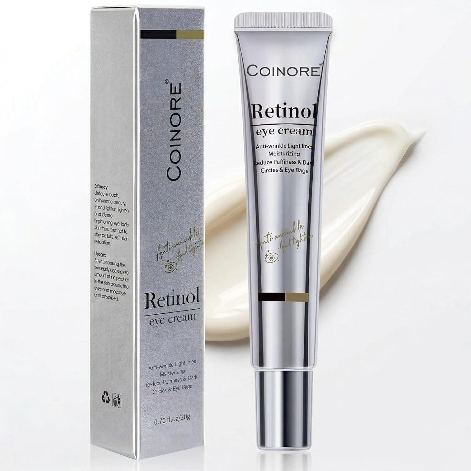 Retinol Under Eye Cream – Anti-Aging Treatment for Dark Circles, Puffiness & Wrinkles, Gentle Formula for Men & Women to Reduce Fine Lines, 0.7 Fl Oz