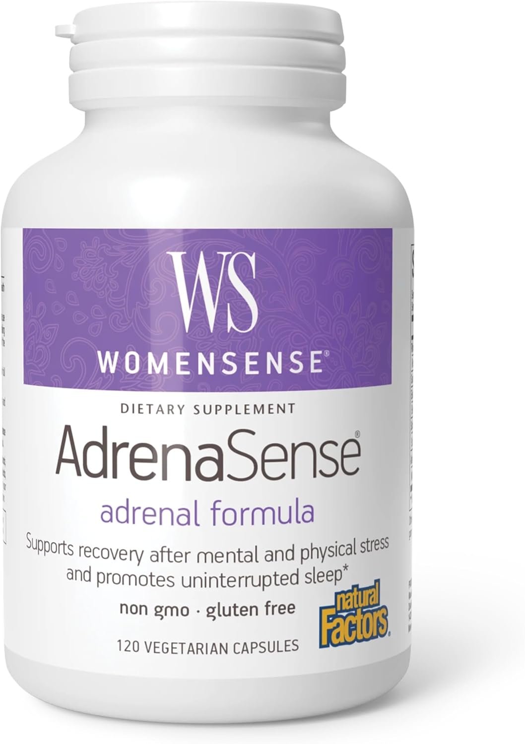 WomenSense AdrenaSense by Natural Factors, AdrenaSense, Herbal Supplement for Adrenal Support and Stress Relief, Vegan, Non-GMO, 120 Capsules