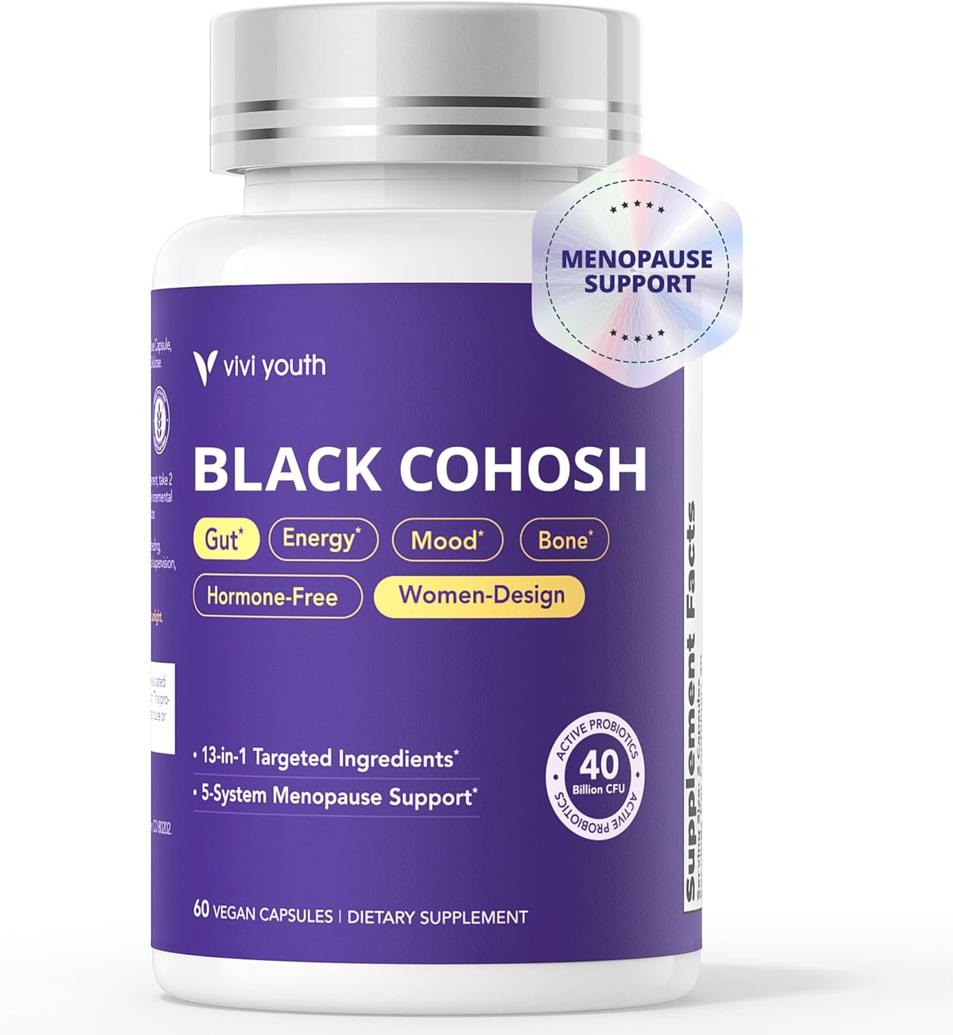 Menopause Supplements for Women with Black Cohosh 5:1 Extract – Hormone Harmony for Hot Flashes, Night Sweats, Mood Swings & Bloating – 30 Servings