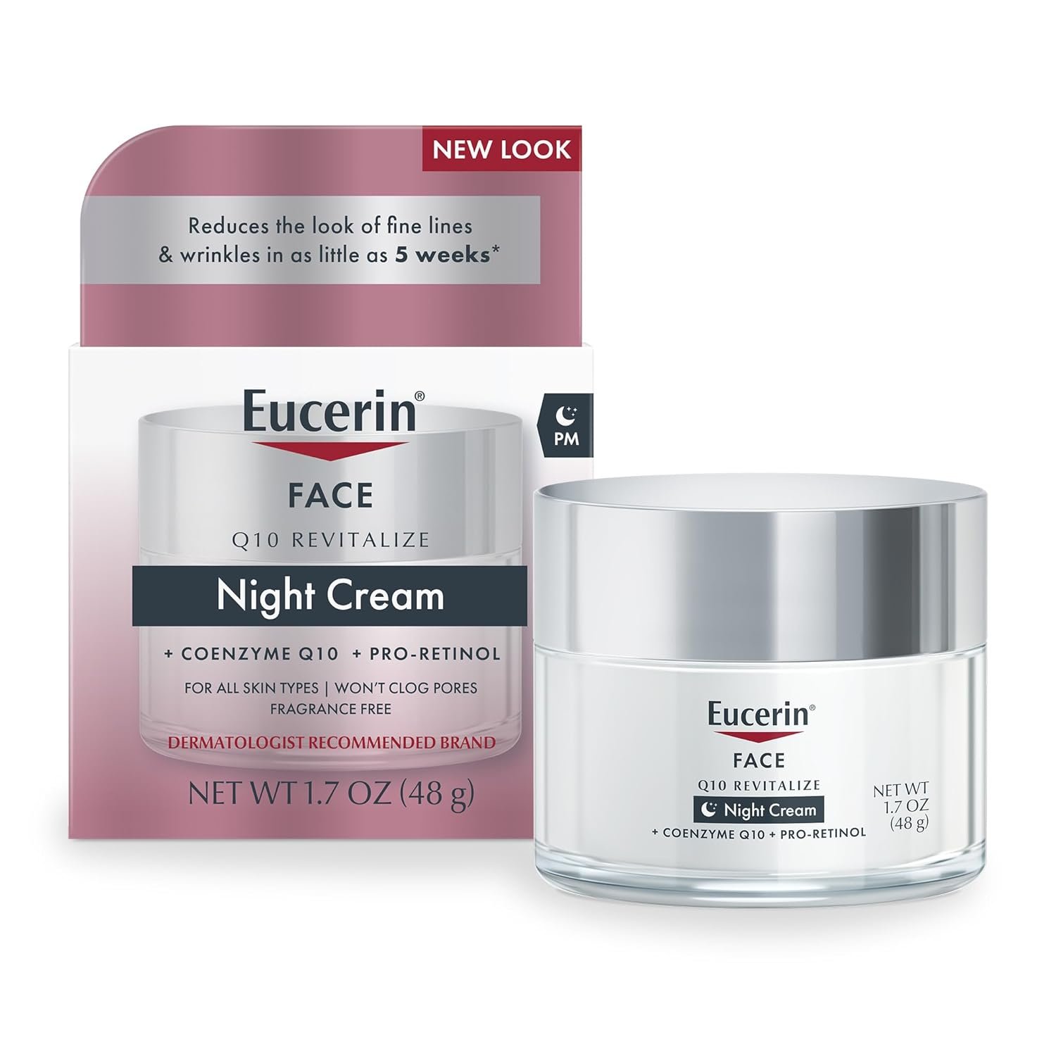Eucerin Q10 Anti-Wrinkle Night Cream + Pro-Retinol, Facial Cream for Sensitive Skin, Mothers Day Gifts, 1.7 Oz Jar