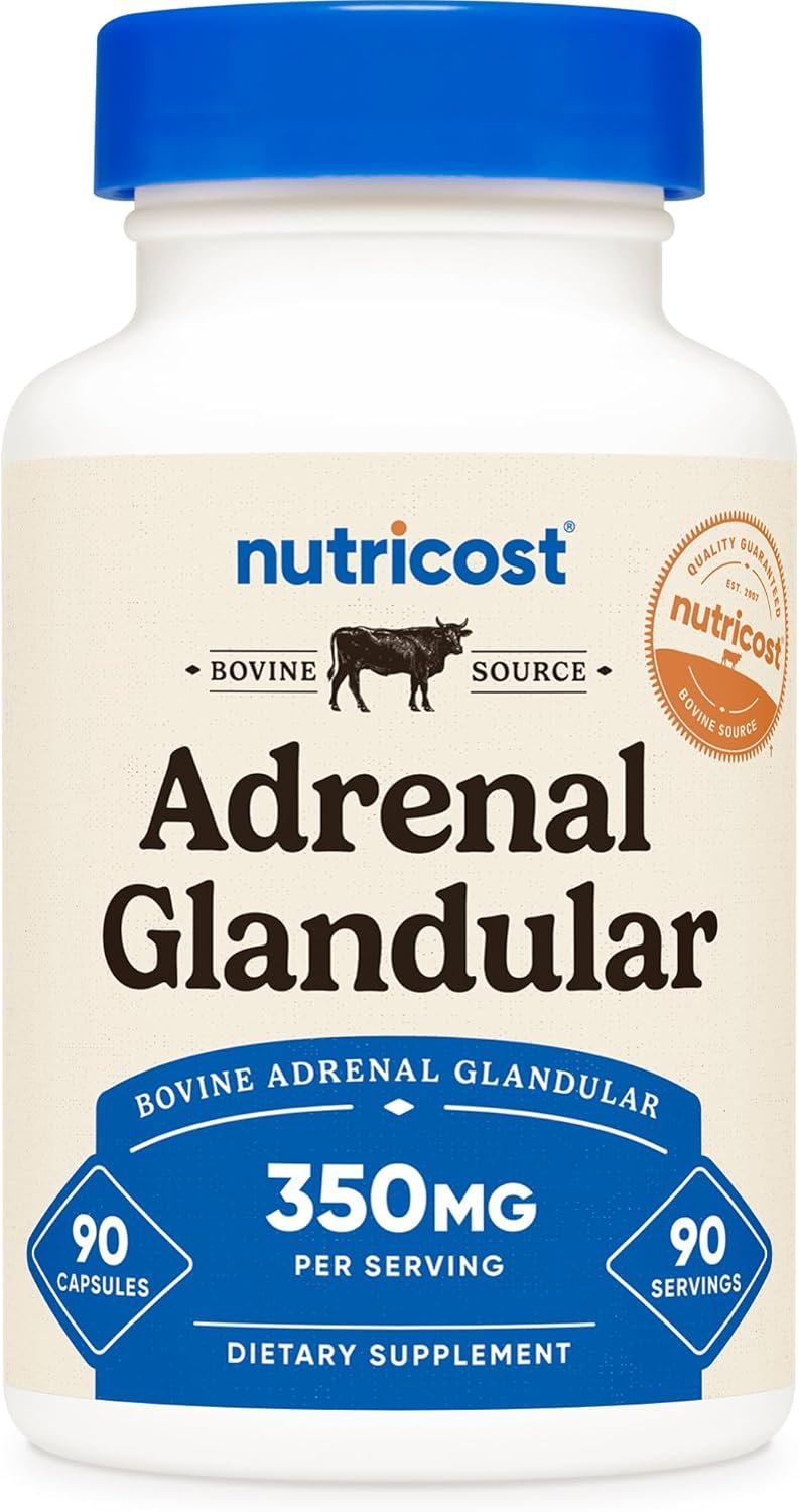 Nutricost Adrenal Glandular (350mg) 90 Capsules – Bovine Adrenal Cortex Supplement, GMO-Free, Gluten-Free