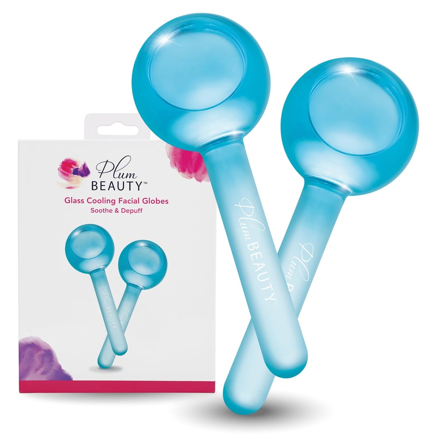 Plum Beauty Facial Cooling Globes – Cool Massage Tools for Refreshing Skincare Routine, Enhances Self Care, Reduces Puffiness – Set of 2