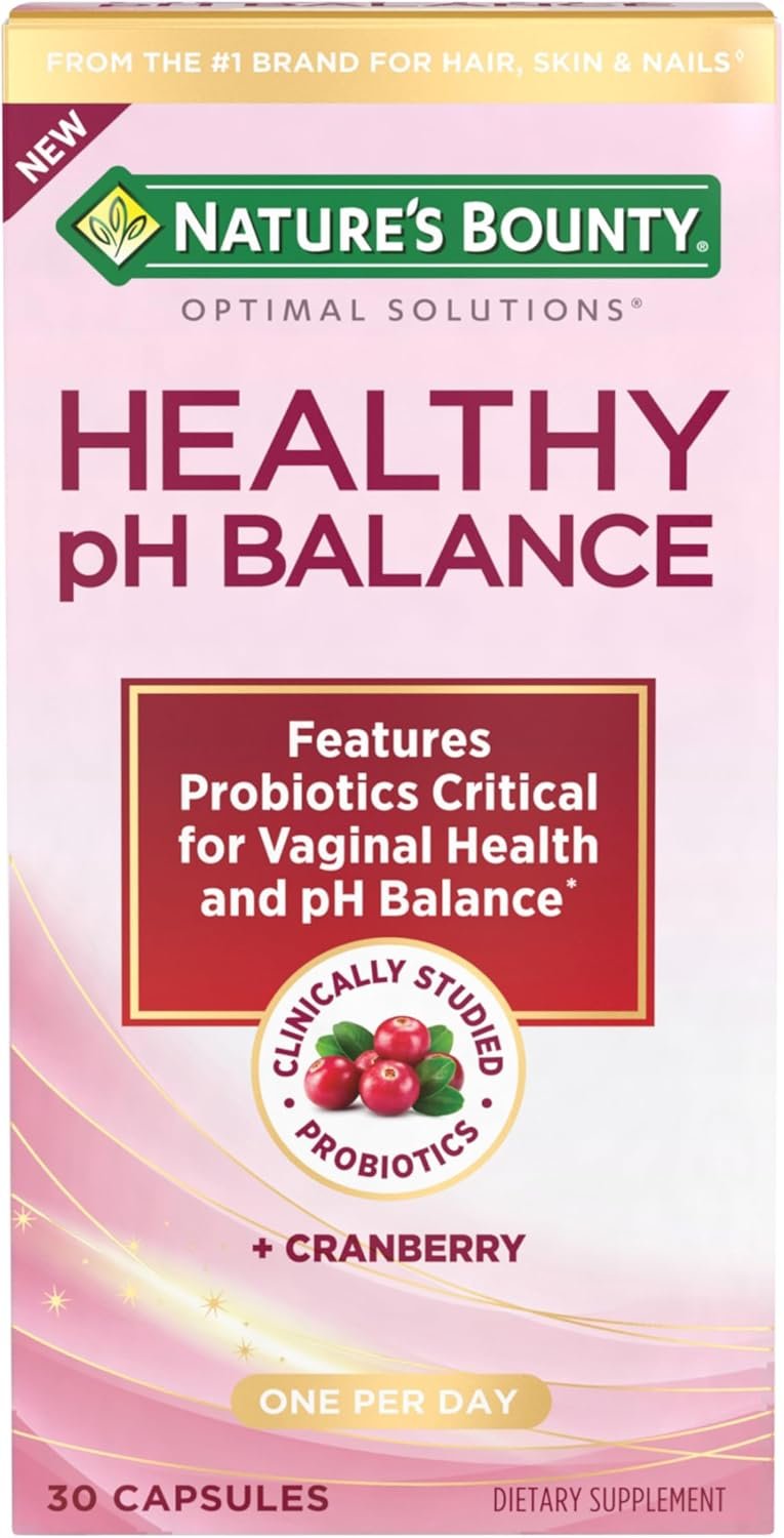 Nature’s Bounty Probiotics for Women, Vaginal Probiotics for Healthy pH Balance, 2 Billion CFU, Clinically Studied Strains, Optimal Solutions pH Balance Pills, 30 Vegetarian Capsules