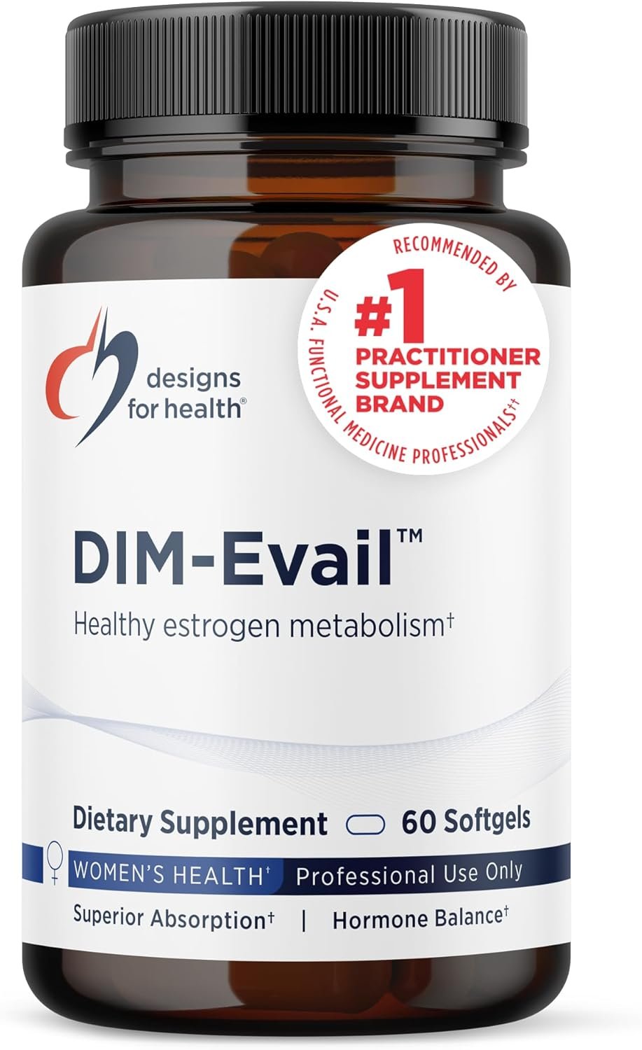 Designs for Health DIM-Evail – 100mg Diindolylmethane Supplement – Enhanced Absorption Technology DIM Supplement – May Support Healthy Estrogen Metabolism – Gluten Free + Non-GMO (60 Softgels)