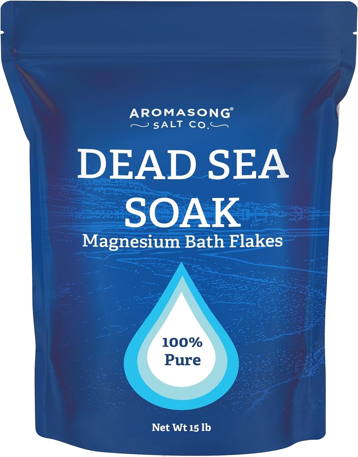 Aromasong Magnesium Flakes, 15lb – Dead Sea Bath & Foot Soak – Superior Alternative to Epsom Salt with 27,360 Mg of Magnesium Per Bath, Bulk Pack