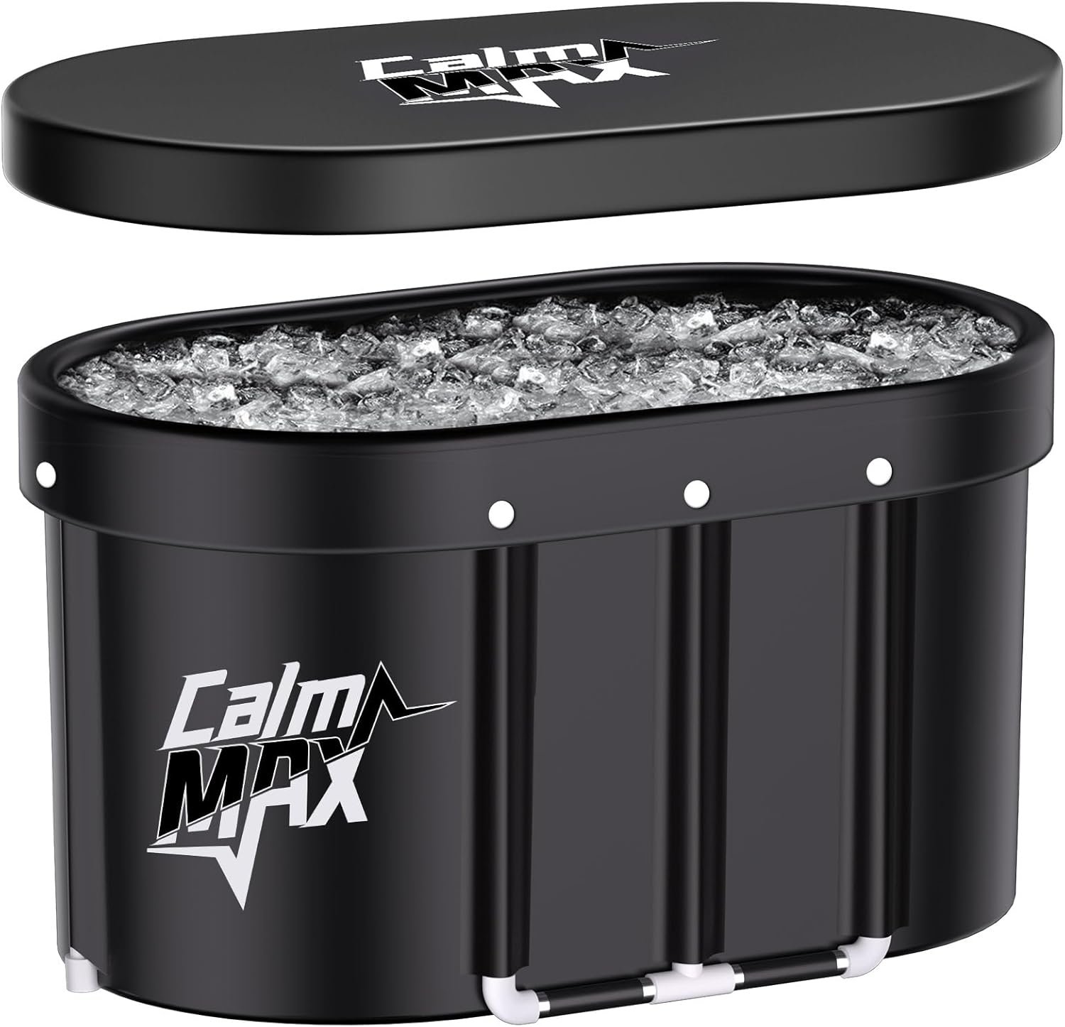 CalmMax Oval Ice Bath Tub with Lid for Athletes 492L Portable Cold Plunge Tub for Cold Water Therapy 5 Layers Ice Baths at Home Outdoor Gym – 105cm Long