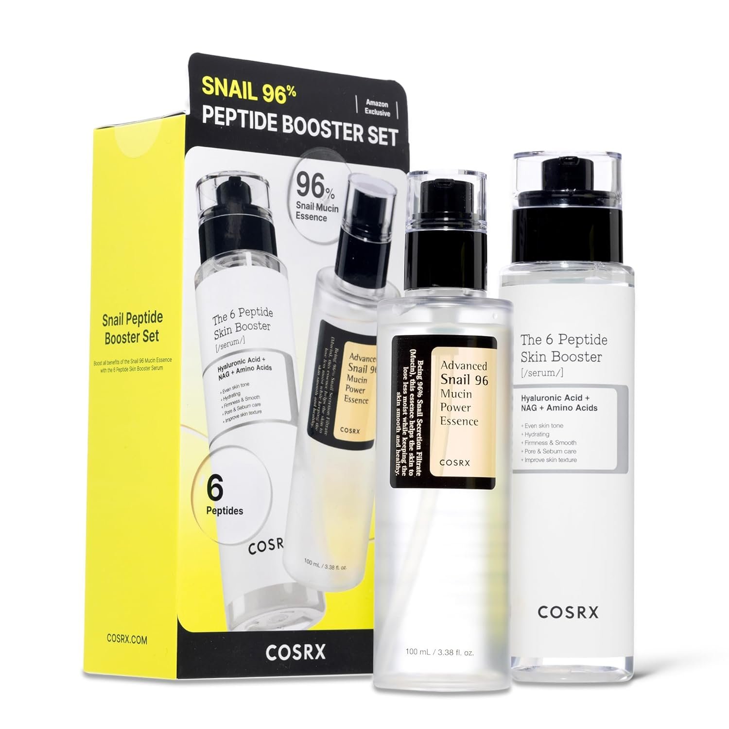 COSRX Snail Mucin 96% Peptide Booster Set – Amazon Exclusive – Korean Skin Care, Gift Sets, Skin Care Sets for Women, Advanced Snail Mucin Serum, Face Serum, Mothers Day Gifts for Mom