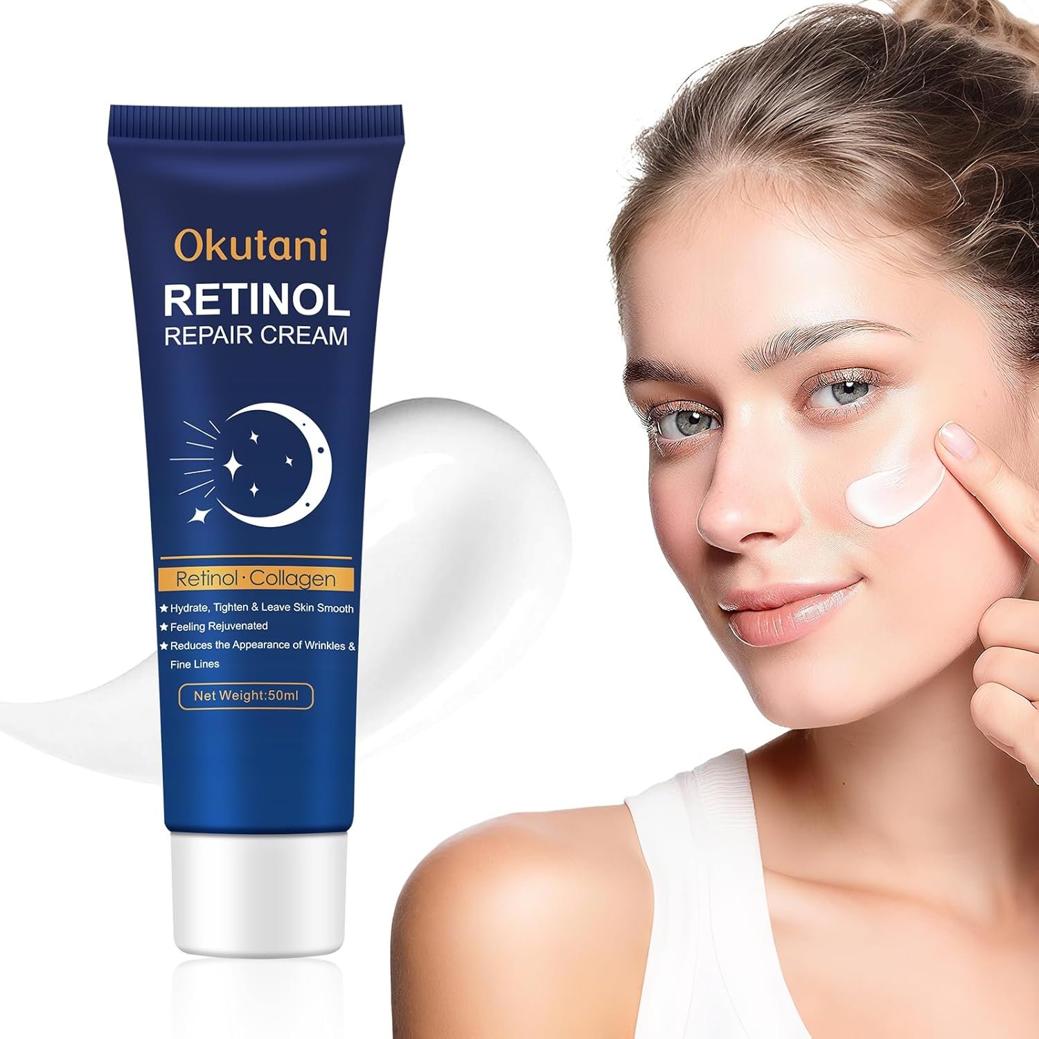 Retinol Cream for Face, Face Moisturizer, Skin Tightening Cream for Face with Collagen and Hyaluronic Acid, Anti-Aging, Firming Skin Care Neck & Décolleté for Day & Night, Instant Lift, 1.7 fl oz