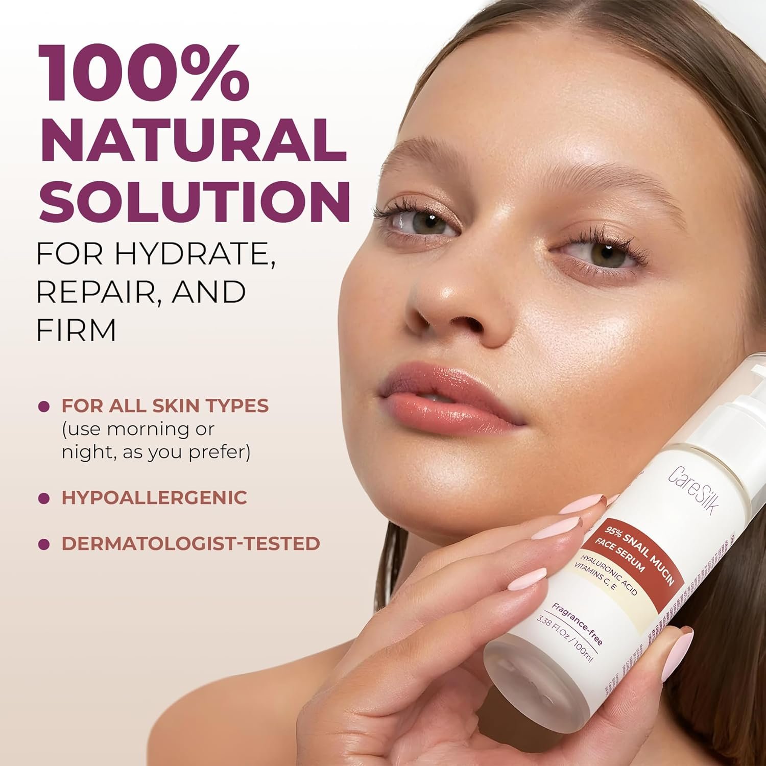 Snail Mucin Serum – Face Hydrating Essence – Hyaluronic, Collagen, Royal Jelly – Advanced 95% Snail Peptide Moisturizer, Barrier Serum – 100 ml