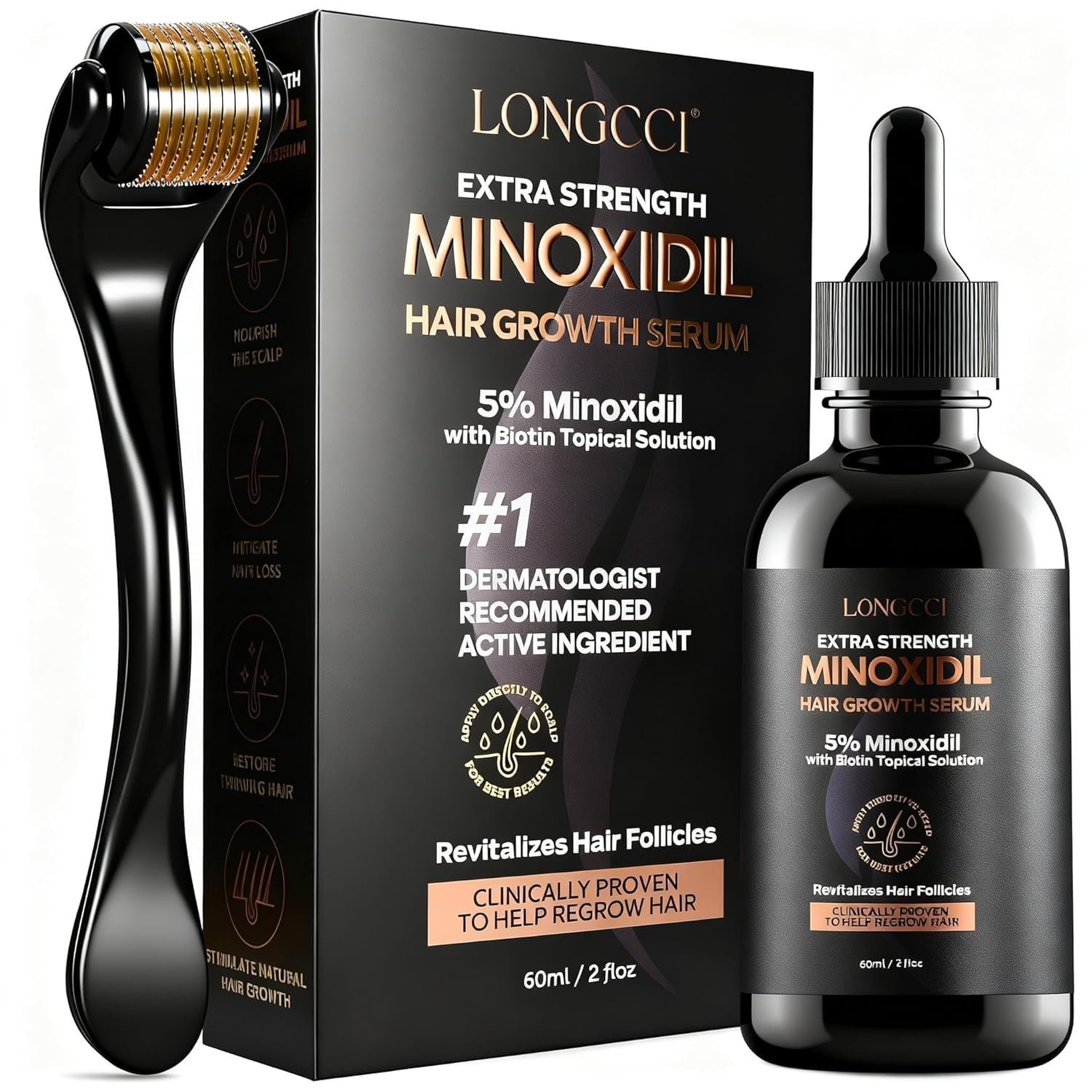 5% Minoxidil Hair Growth Serum for Women: Extra Strength Hair Loss Treatment with Biotin for Thinning Hair – Regrowth Topical Solution (2 Fl Oz (Pack of 1))