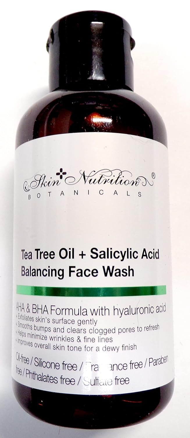 Skin Nutrition Botanical s – Tea Tree Oil + Salicylic Acid Balancing Face Wash 4oz (118ml), 4 Ounce (Pack of 1)