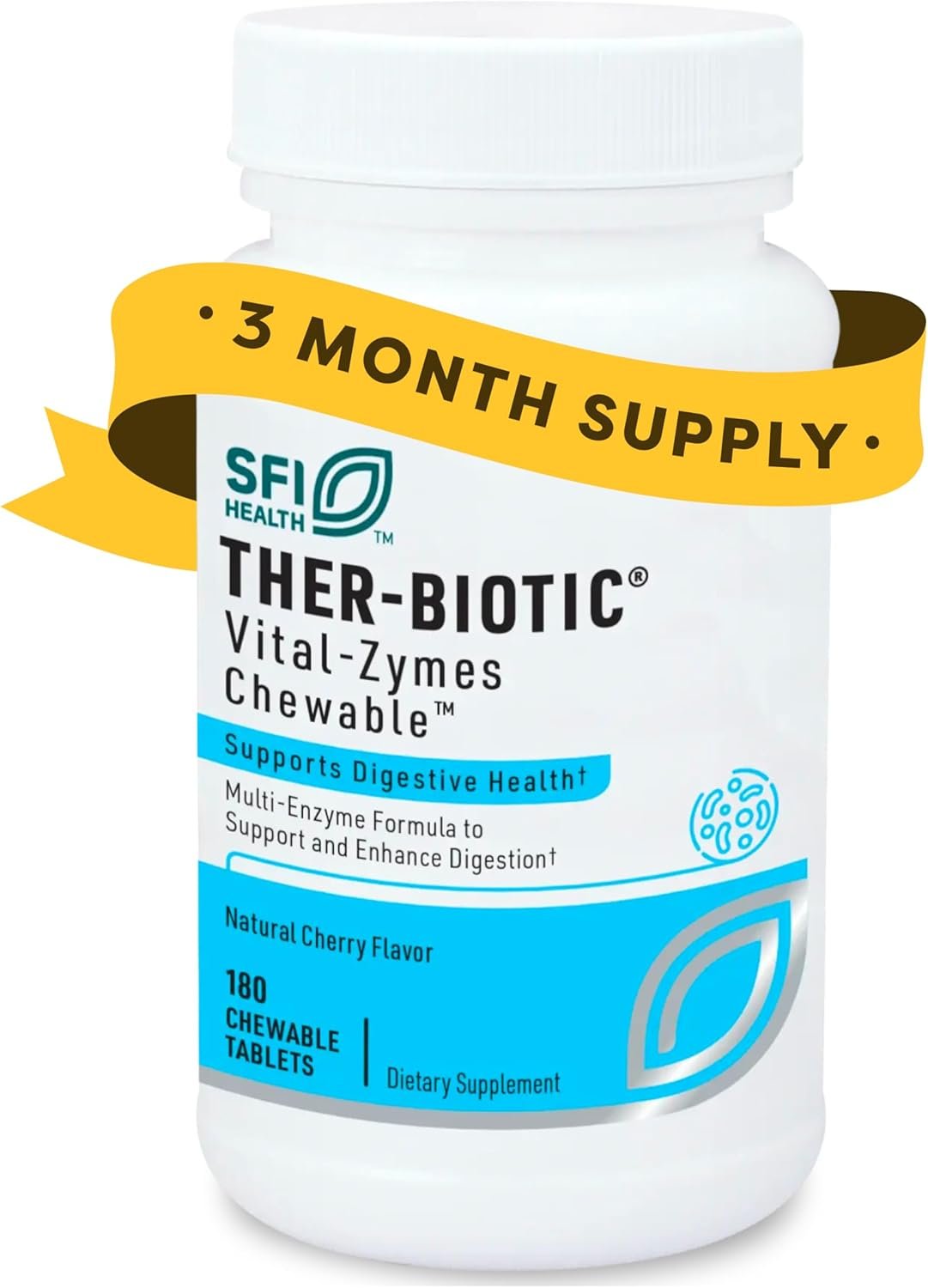 Klaire Labs SFI Health Vital-Zymes Chewable Digestive Enzymes for Adults & Kids – Enzymes for Digestion – Cherry-Flavored – May Help Reduce Occasional Gas, Bloating & Indigestion (180 Chewables)