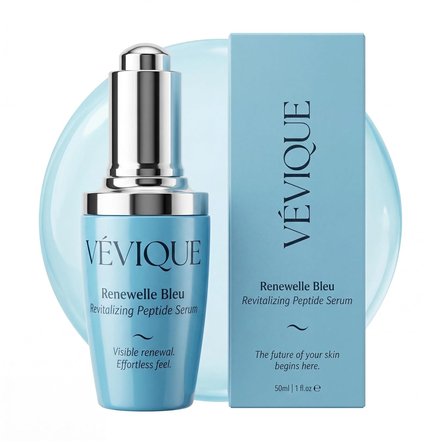 Renewelle Bleu – Multi Peptide Serum with Copper Peptides (GHK-Cu), Epidermal Growth Factor (EGF), Niacinamide & Ceramides, Firming Face Serum for Fine Lines, Hydration & Radiance, 1 Fl Oz