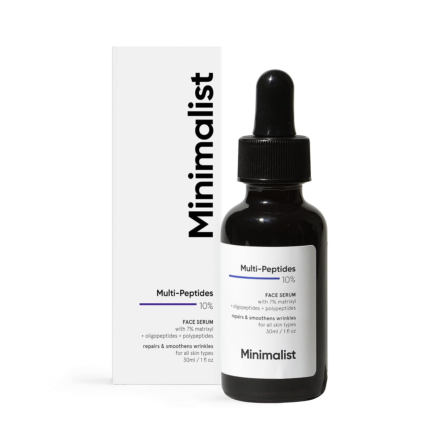 Multi Peptide 10% Face Serum for Anti Aging with Collagen Boosting | Reduces Wrinkles | Minimalist Hydrating Serum With 7% Matrixyl 3000 & 3% Bio-Placenta | For Women & Men | 1 Fl Oz / 30 ml