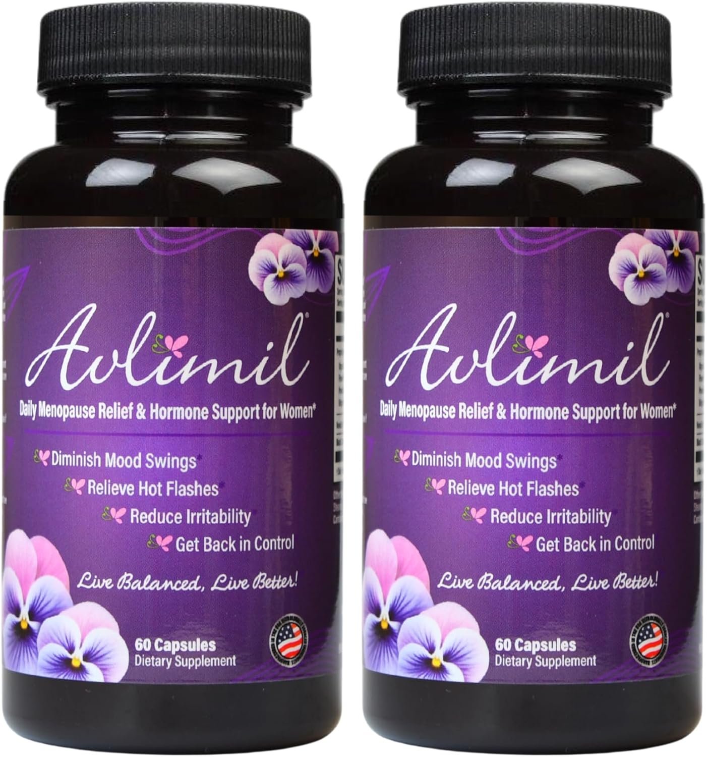 Avlimil® Hormone Balance & Menopause | Relief from Mood Swings, Hot Flashes, Night Sweats and Irritability – Isoflavones, Black Cohosh, Raspberry, Valerian, Sage, Red Clover, Lemon Balm – 2 Month