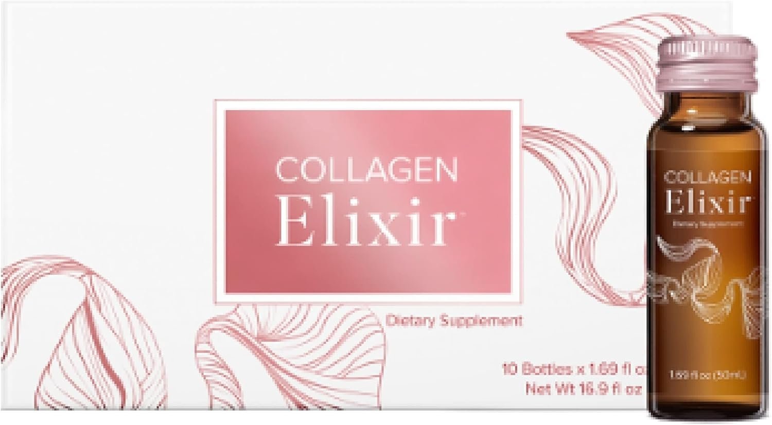 Isagenix Collagen Elixir – Drink with Marine Collagen Peptides – Support a Youthful Appearance with Vitamin C, Zinc & Biotin – 10 Bottles (1 Box)