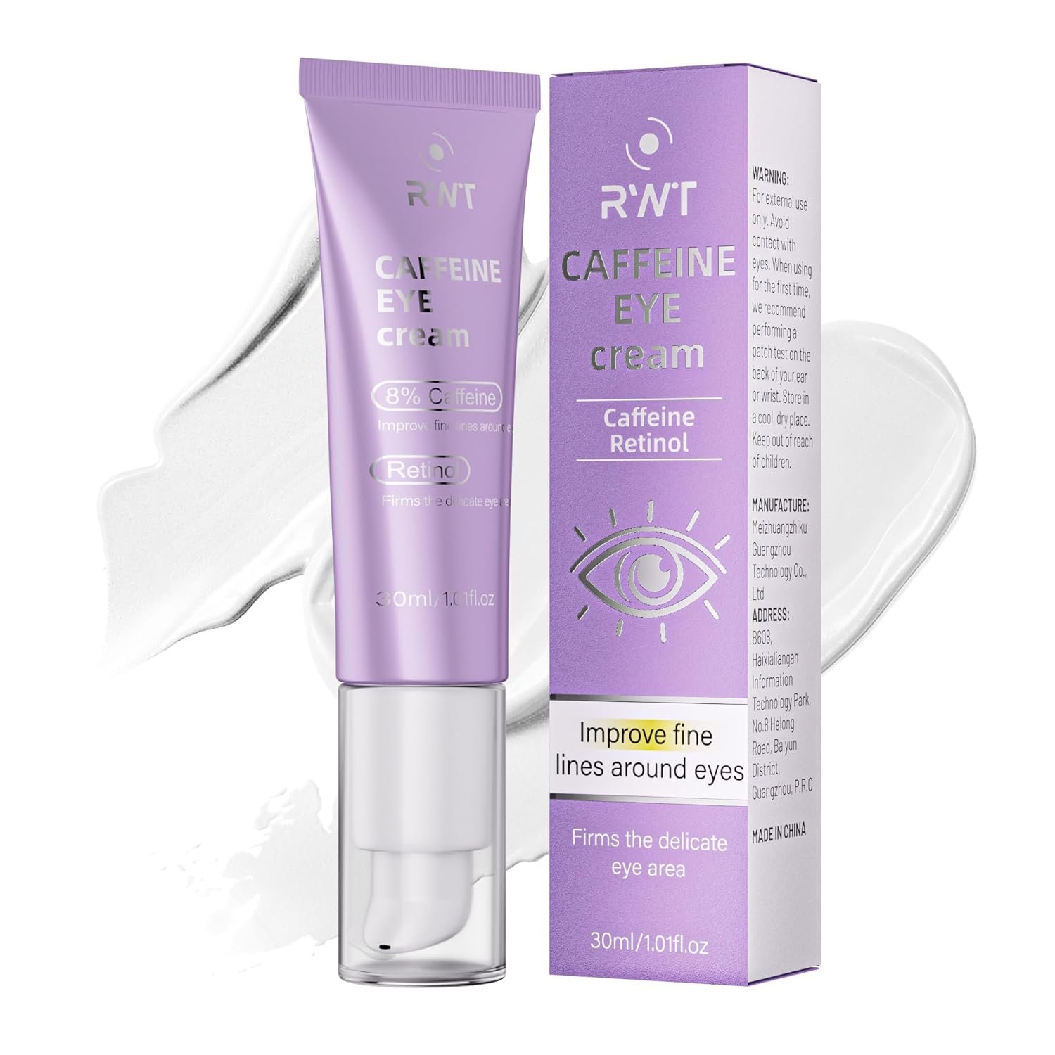 8% Caffeine Eye Cream & Retinol Under Eye Cream to Reduce Dark Circles, Puffiness, Wrinkles and Fine Lines, Anti Aging Under Eyes Serum, 1.01 FL.OZ