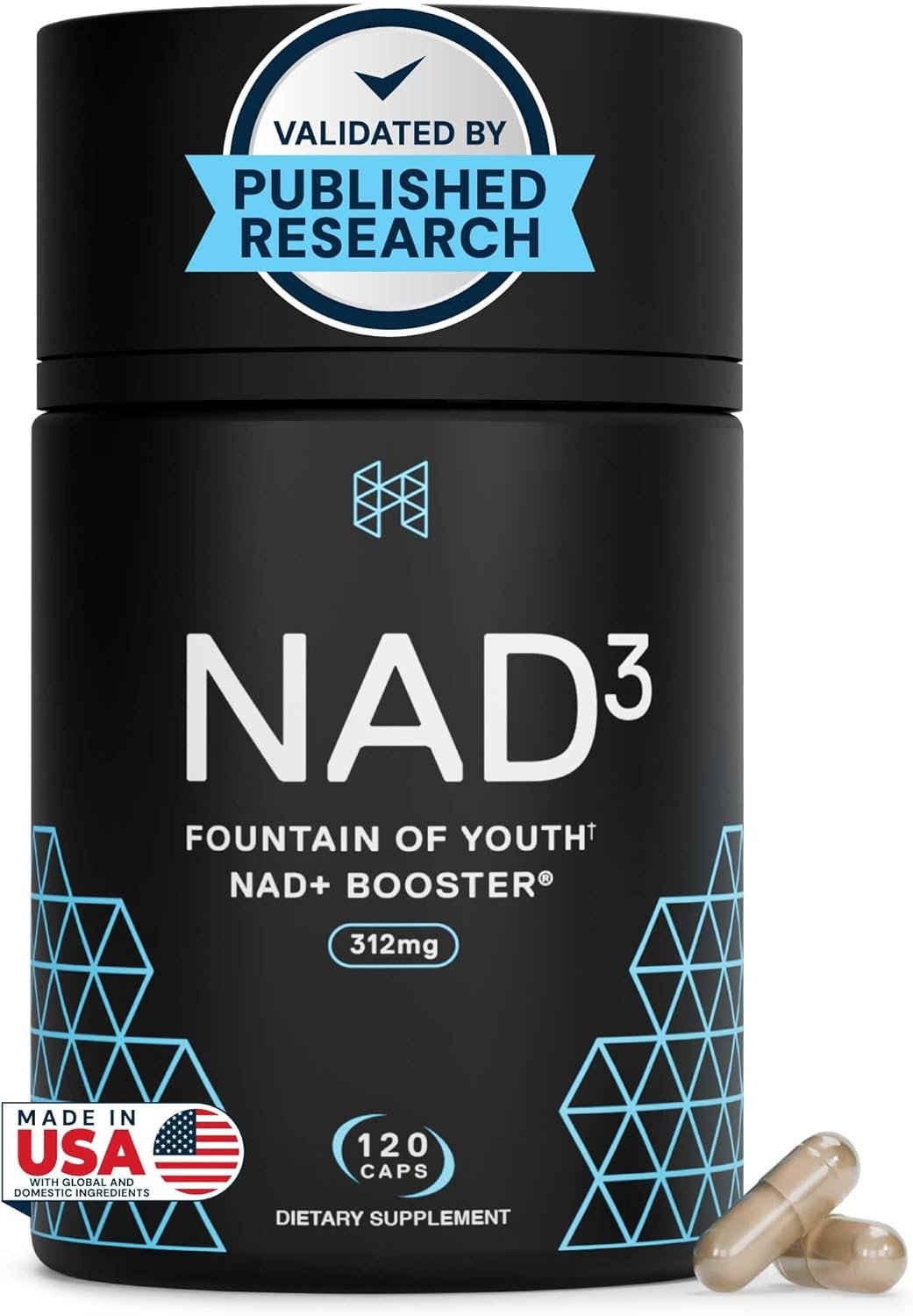 HPN NAD3 Clinical NAD+ Booster, Cellular Health & Natural Energy – NAD Supplement for Healthy Aging, Metabolic Support, NRF2 & Longevity, Nicotinamide Riboside & NMN Alternative, 120ct, 60-Day Supply