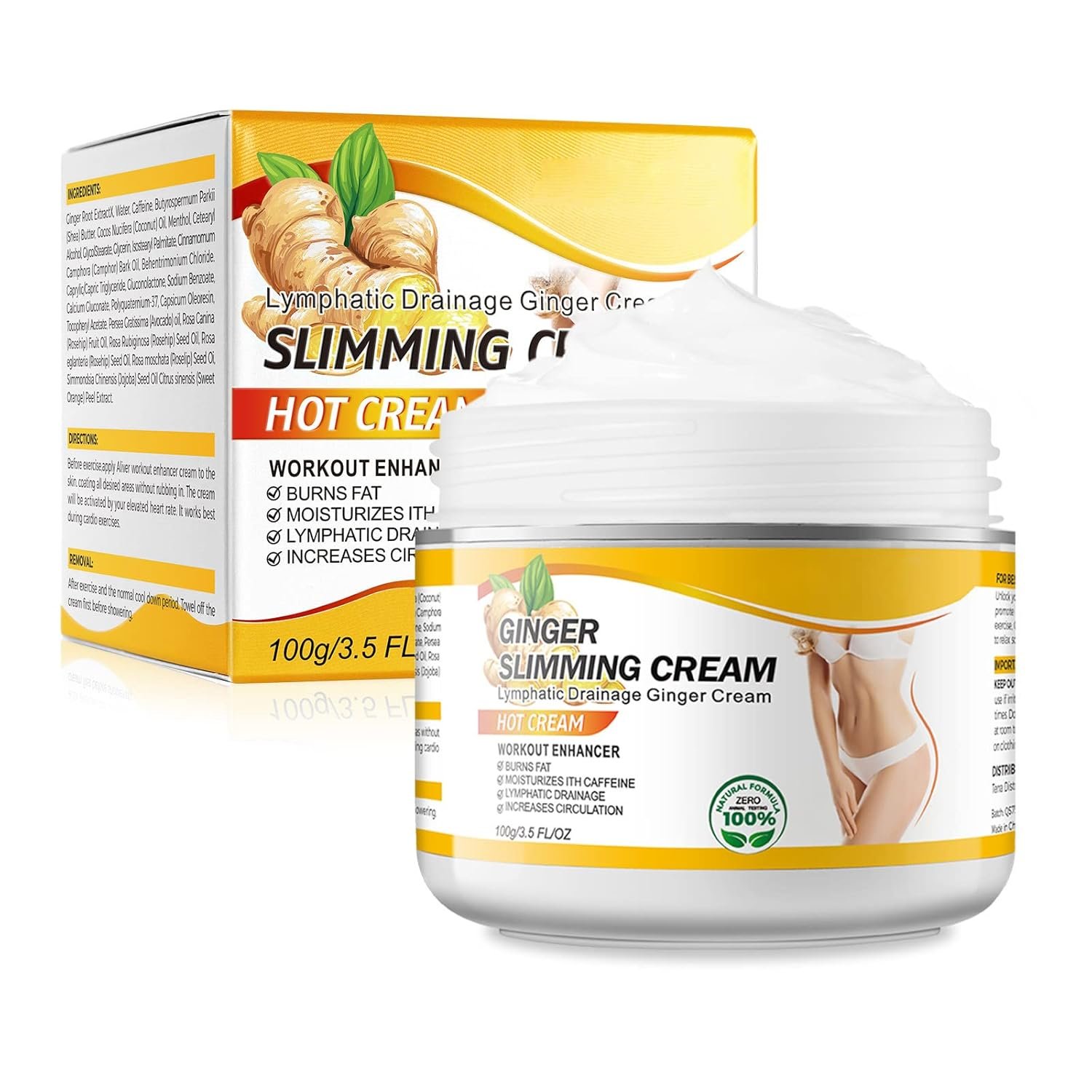 Anti Cellulite Slimming Gel, Hot Cream, Ginger Fat Burning Weight Loss Full Body Fat Burning Cream for Belly, Perfect for Cellulite, Soothing, Relaxing, Tightening & Slimming