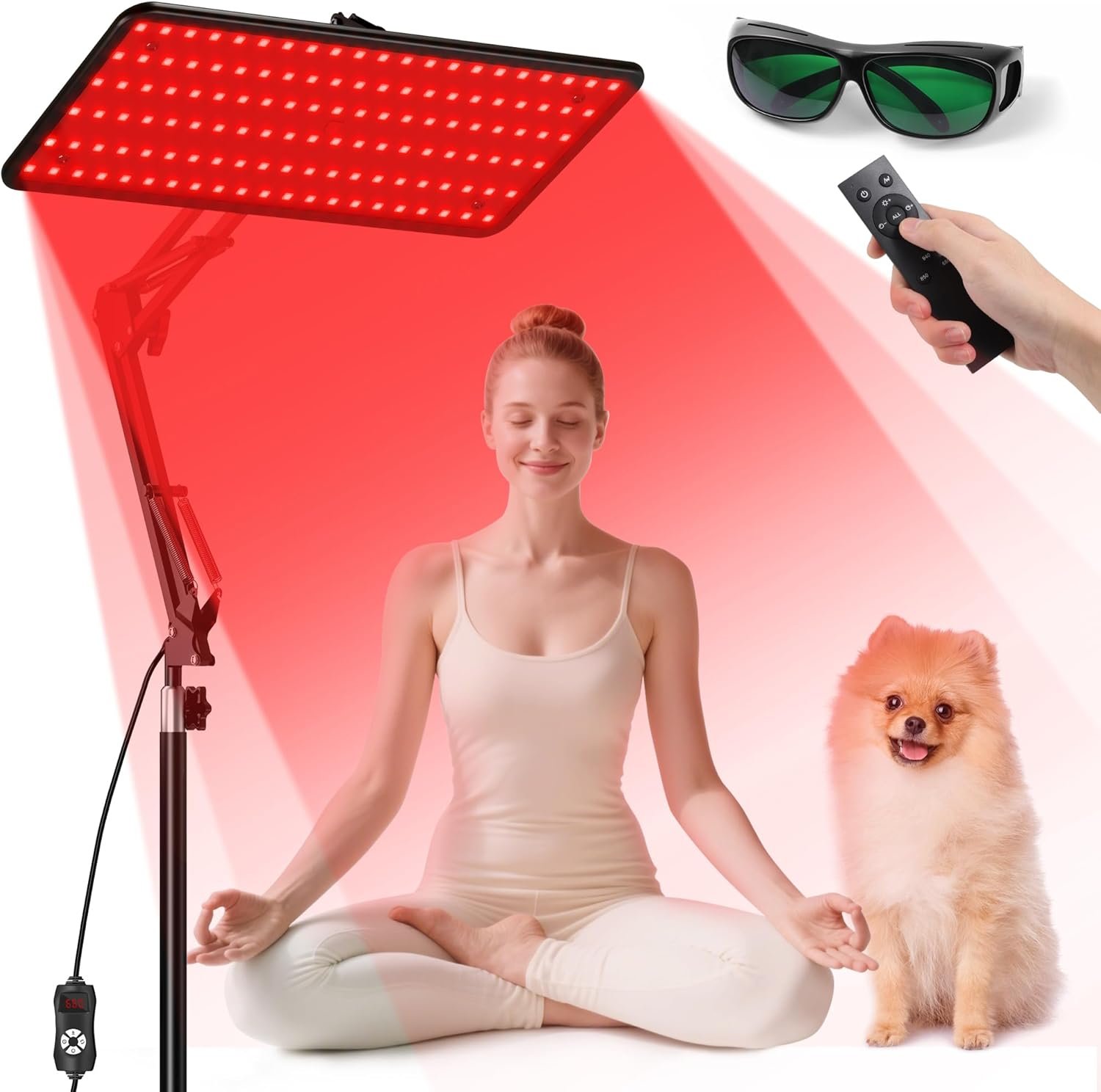 Morfone Red Light Therapy for Body with Wireless Magnetic Remote – 660nm 850nm 940nm 3 in 1 Red Infrared Light Therapy Lamp with Stand with Large Panel, Therapy Device at Home, Gift for Women, M