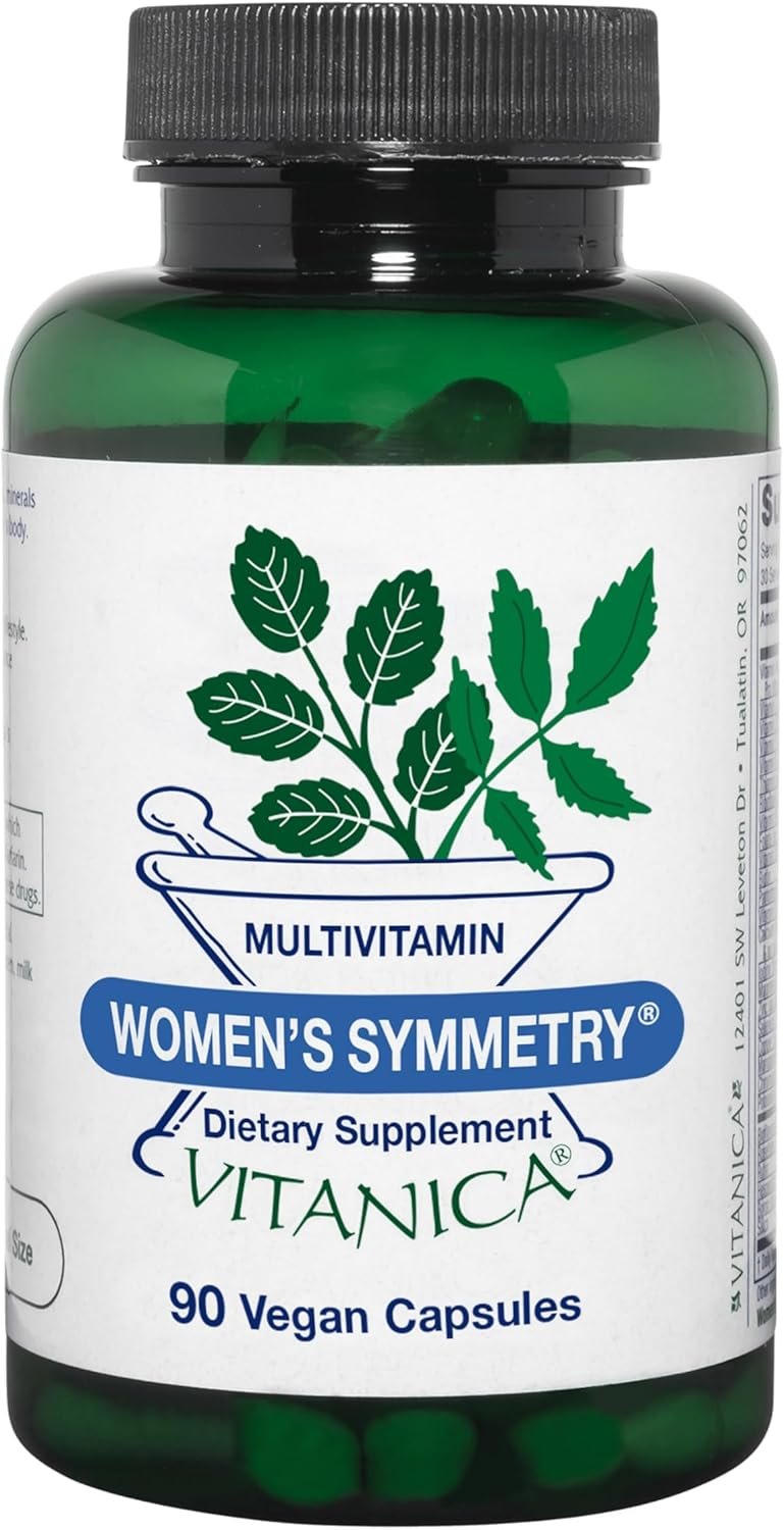 Vitanica Women’s Symmetry, High Potency Multivitamin and Mineral, Vegan/Vegetarian, 90 Capsules