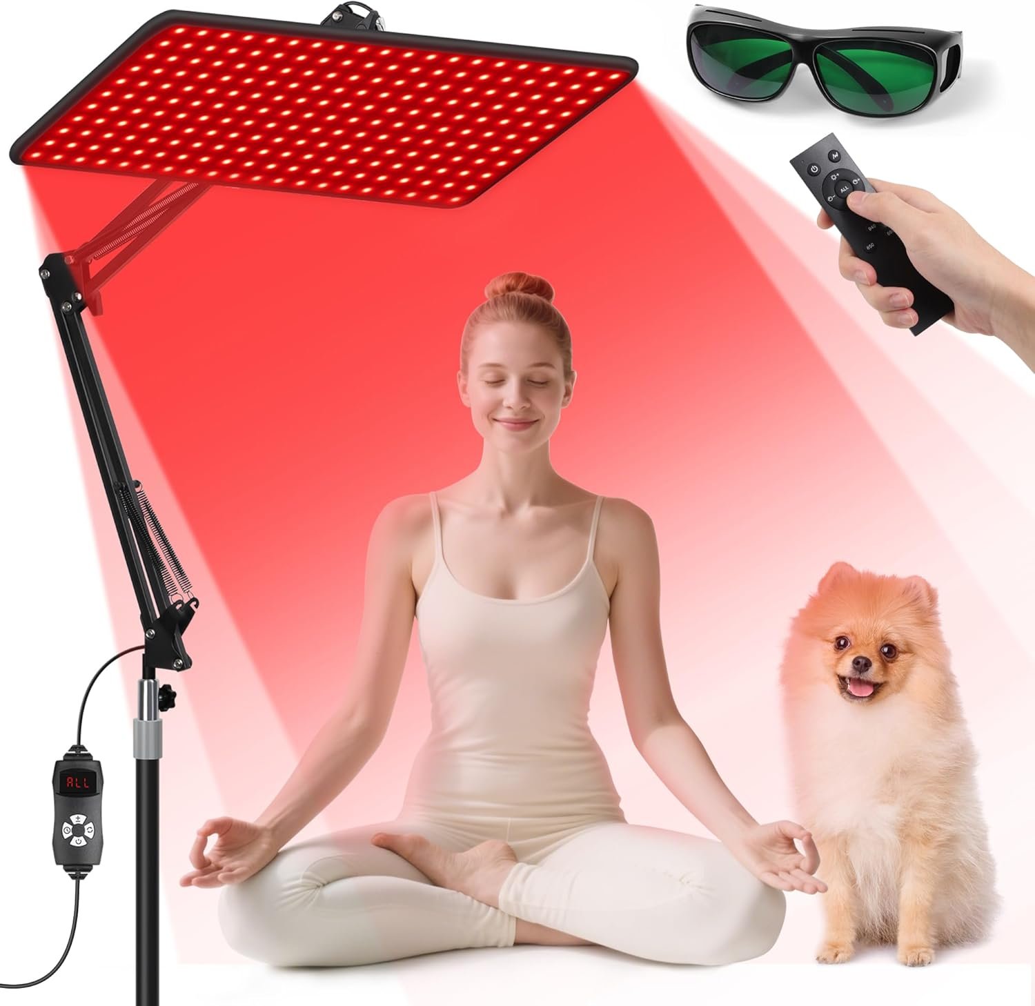 Morfone Red Light Therapy for Body with Wireless Magnetic Remote – 660nm 850nm 940nm 3 in 1 Red Infrared Light Therapy Lamp with Stand with Large Panel, Therapy Device at Home, Gift for Women, L