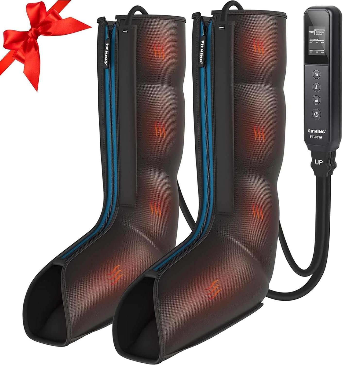 FIT KING Leg Massager with Heat and Compression Therapy – Leg Massage for Circulation, Swollen Leg, RLS Pain, Fatigue Relief – Foot Calf Massager Boots – Mother Day Gift for Mom