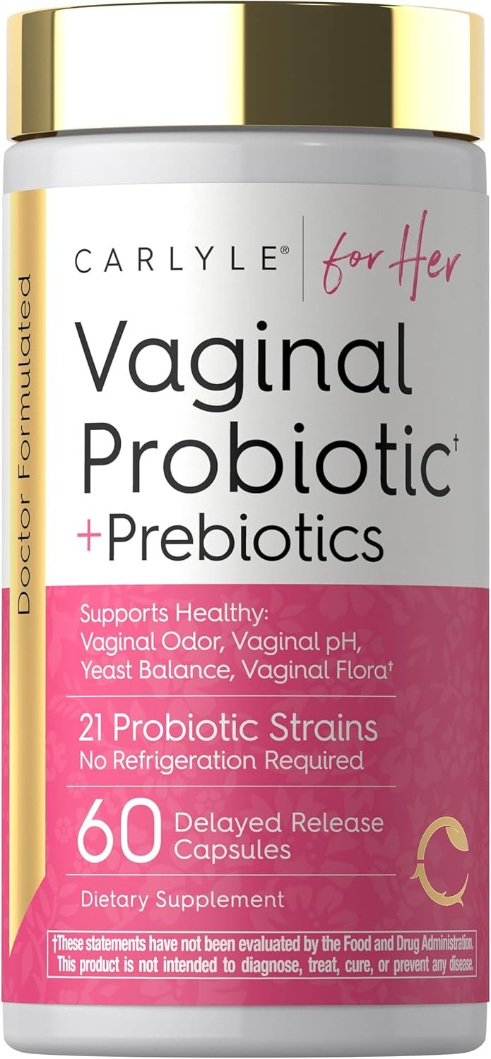 Carlyle Vaginal Probiotics for Women | 60 Capsules | with Prebiotics | Supports Healthy Odor, pH, Yeast Balance, and Flora | Vegan, Non-GMO, Gluten Free | for Her