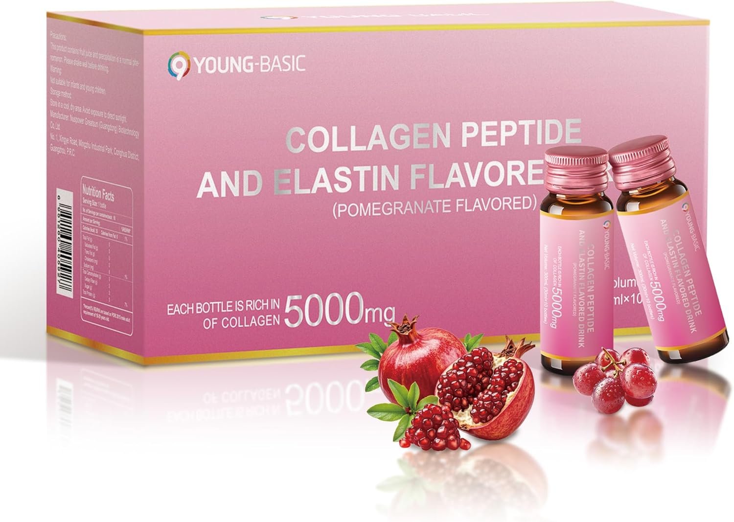 Ageless Beauty Marine Collagen Drink, 5,000mg Korean Collagen Tripeptide Liquid Collagen for women with French Hydrolyzed Collagen, Skipjack Elastin Peptide, Supports Skin, Less Wrinkles, 0 Additives