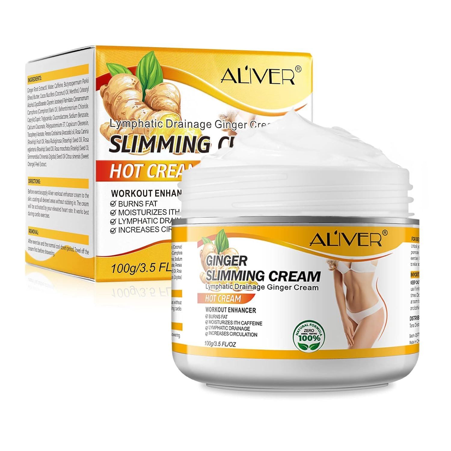 Ginger Slimming Cream – Hot Fat Burning Weight Loss Full Body Anti-Cellulite Cream for Belly, Perfect for Cellulite, Soothing, Relaxing, Tightening
