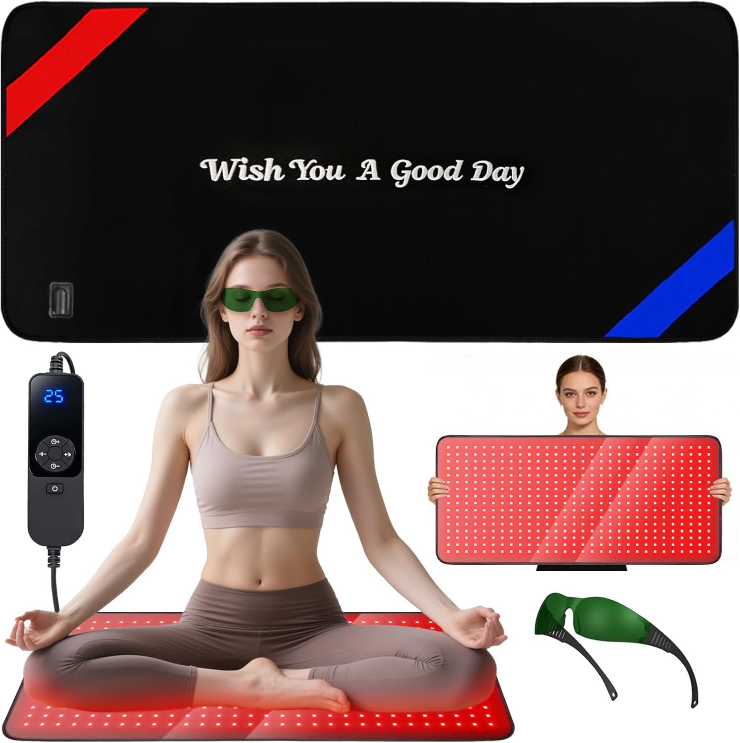 33″x17″ Red Light Therapy Mat for Body – 480 LEDs Infrared Light Pad (660nm & 850nm Dual Wavelengths) for Pain Relief on Back, Waist, Knees & Joints –Red Light Therapy Panel for Women& Men
