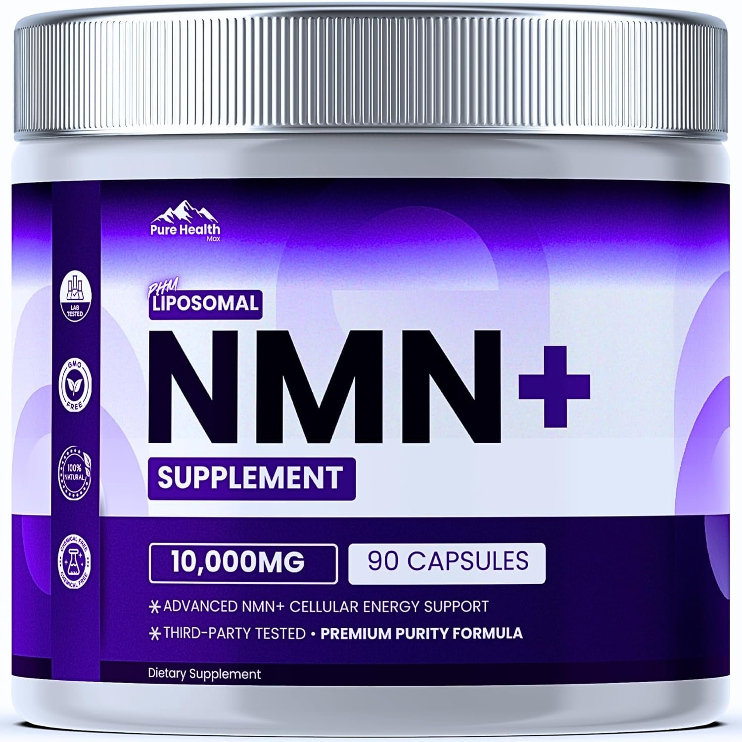 NMN Supplement with NAD+ and Resveratrol – 10,000MG Extra Strength | NMNH Alternative | NAD Liposomal Supplements for Men and Women – Supports Cellular Energy | 90 Capsules, 3 Months Supply