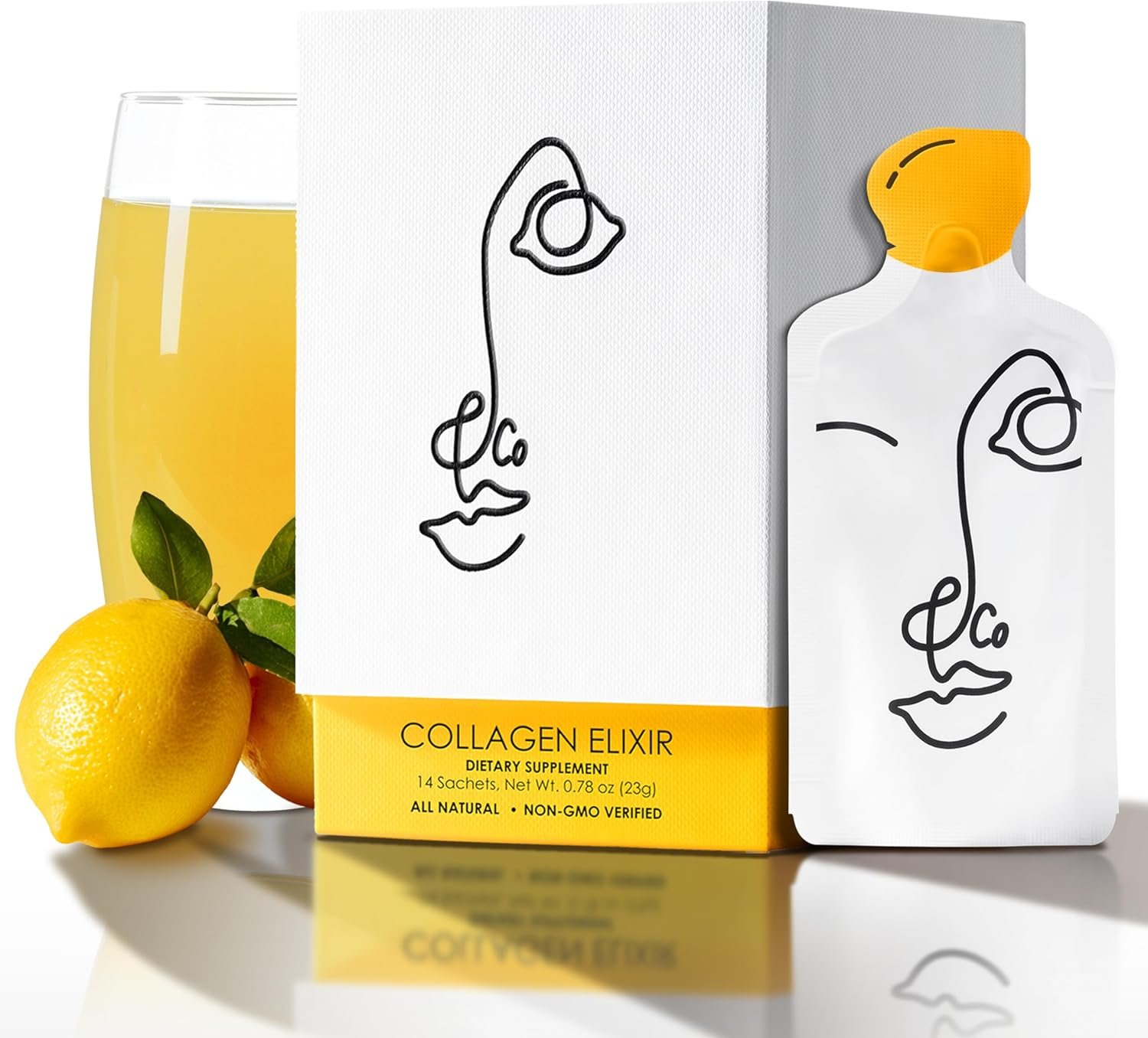LEMON & CO. Liquid Collagen for Women | Collagen Water Mix with 5000mg Marine Collagen Peptides, Organic Lemons & Vitamin C | Daily Elixir for Skin, Nails, Hair, Gut | No Preservatives, No Sugar