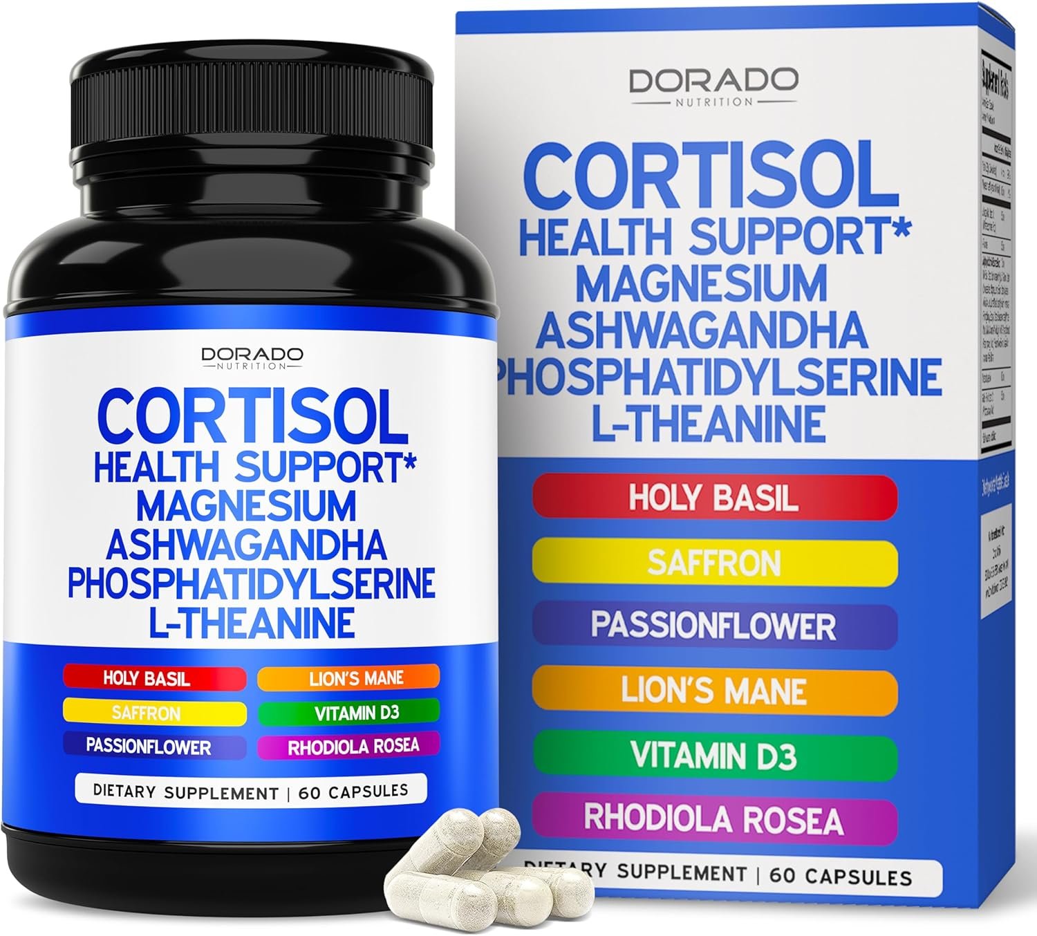 Cortisol Supplements for Women & Men with 14 in1 Blend (Magnesium, Ashwagandha, L Theanine & More) Healthy Cortisol Balance & Calm Mood Support – Third Party Tested, Non GMO, USA Made – 60 Count