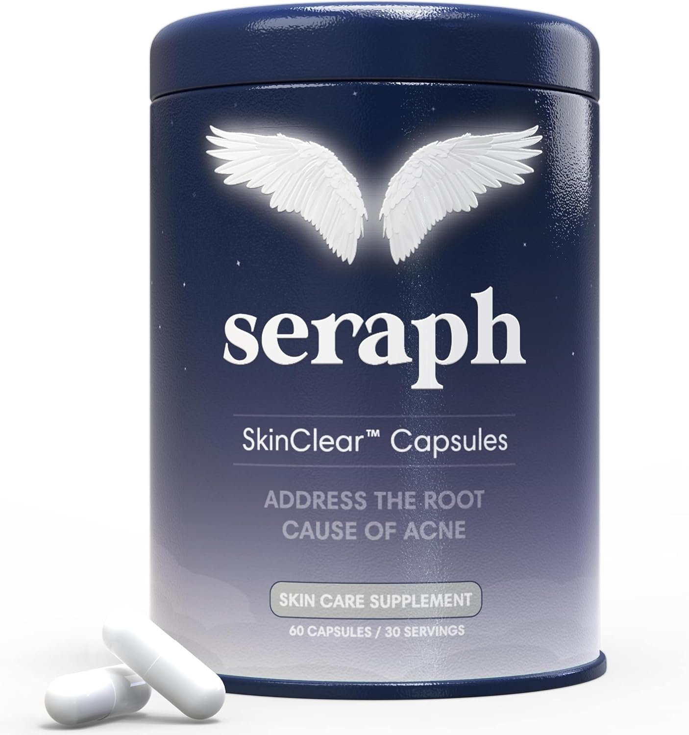 Seraph Acne Supplement – Hormonal Acne Pills Treatment – Pimple Supplements for Women – Skin Clear Capsules for Teen, Men, & Adults – Made in USA – 60 Tablets