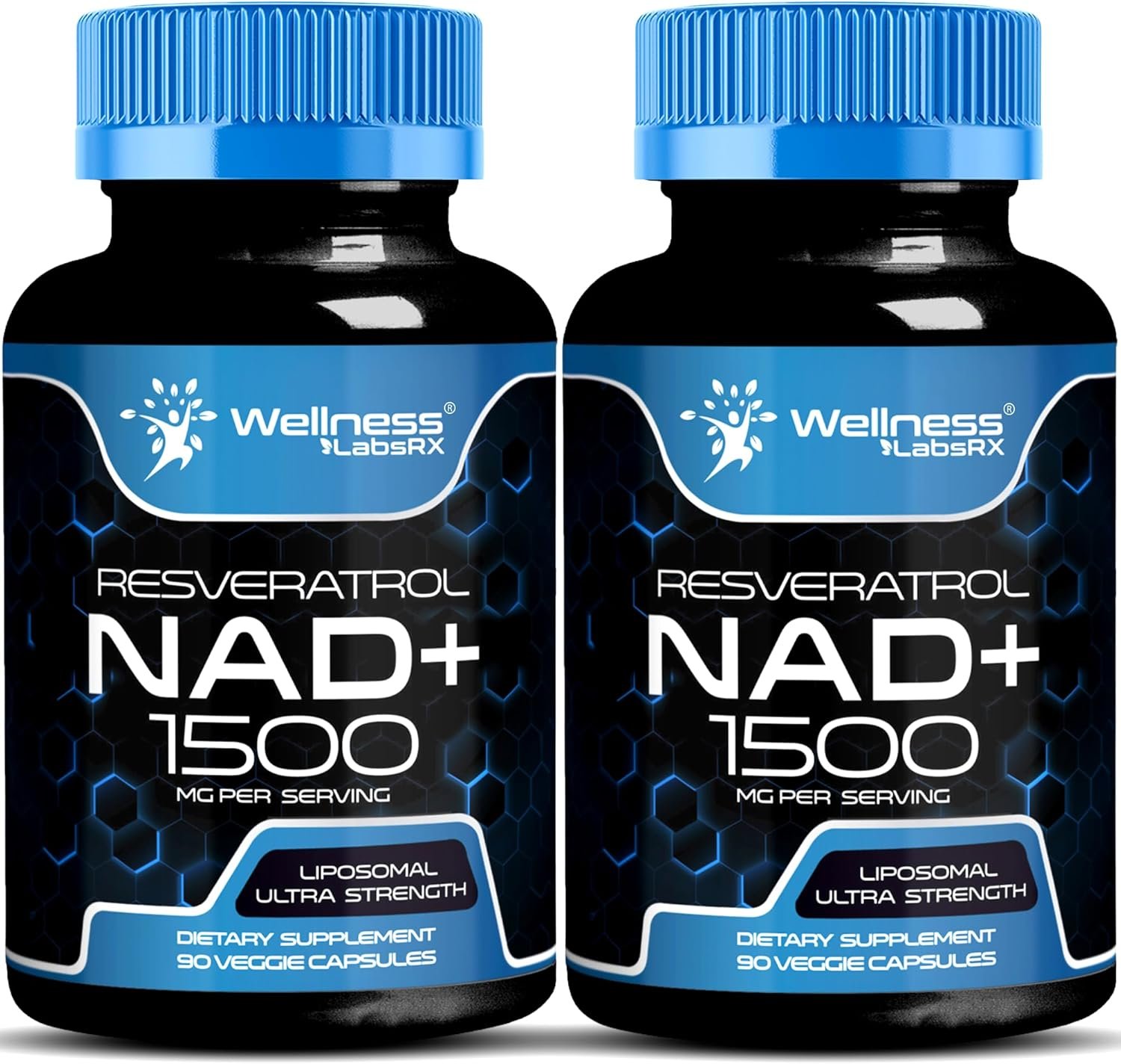 WELLNESS LABSRX Liposomal NAD Supplement, 1500mg – USA Made, NAD Resveratrol Supplement for Women and Men, NAD+ Support Cellular Health, Energy & Anti Aging – 2 Pack
