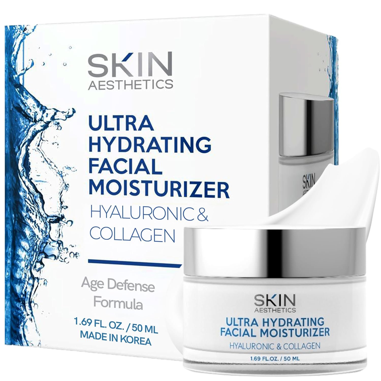 Skin Aesthetics Hyaluronic Acid & Collagen Face Moisturizer – Anti-Aging, Ultra Hydrating, Fine Lines & Wrinkles Treatment – Dermatologist Tested Korean Skincare – Clean Beauty, Cruelty-Free – 1.69 oz