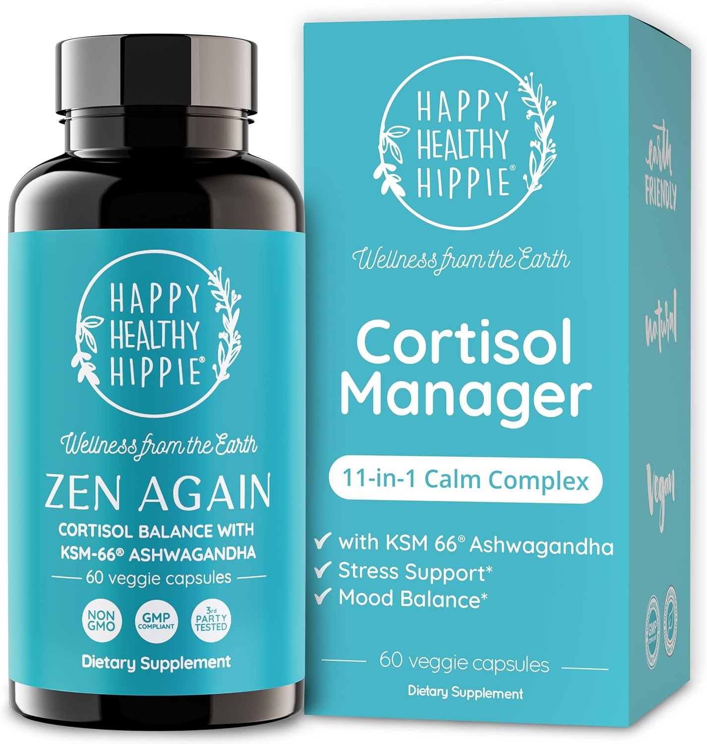 Zen Again Cortisol Manager for Women with KSM-66 Ashwagandha, L-Theanine & Magnesium Glycinate | Stress, Sleep & Calm Cortisol Supplement for Women, 11-in-1 Adaptogen Blend, Vegan, 60 Ct (30 Servings)